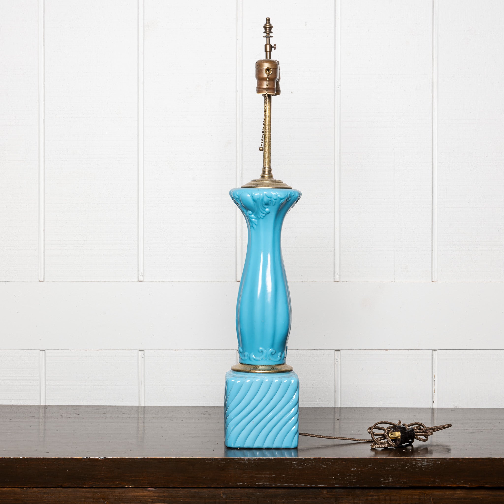 LATE 19TH-CENTURY FRENCH BLUE OPALINE GLASS VASE MOUNTED AS A TABLE LAMP