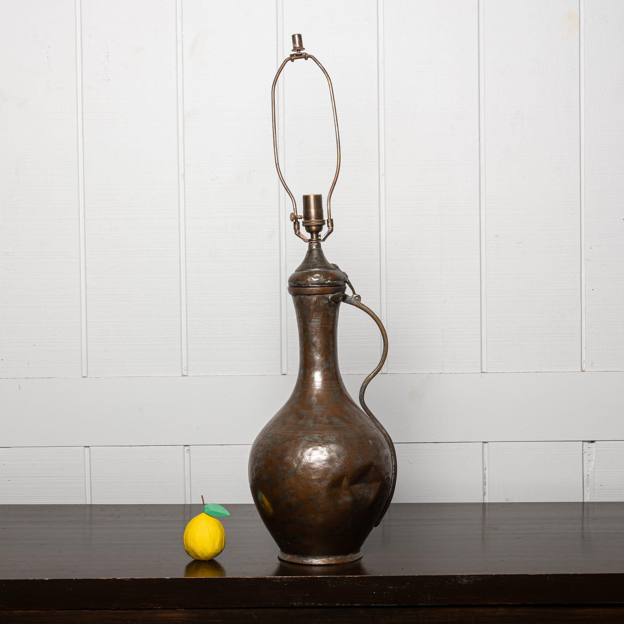 LATE 19TH-CENTURY OTTOMAN COPPER WATER VESSEL MOUNTED AS A TABLE LAMP