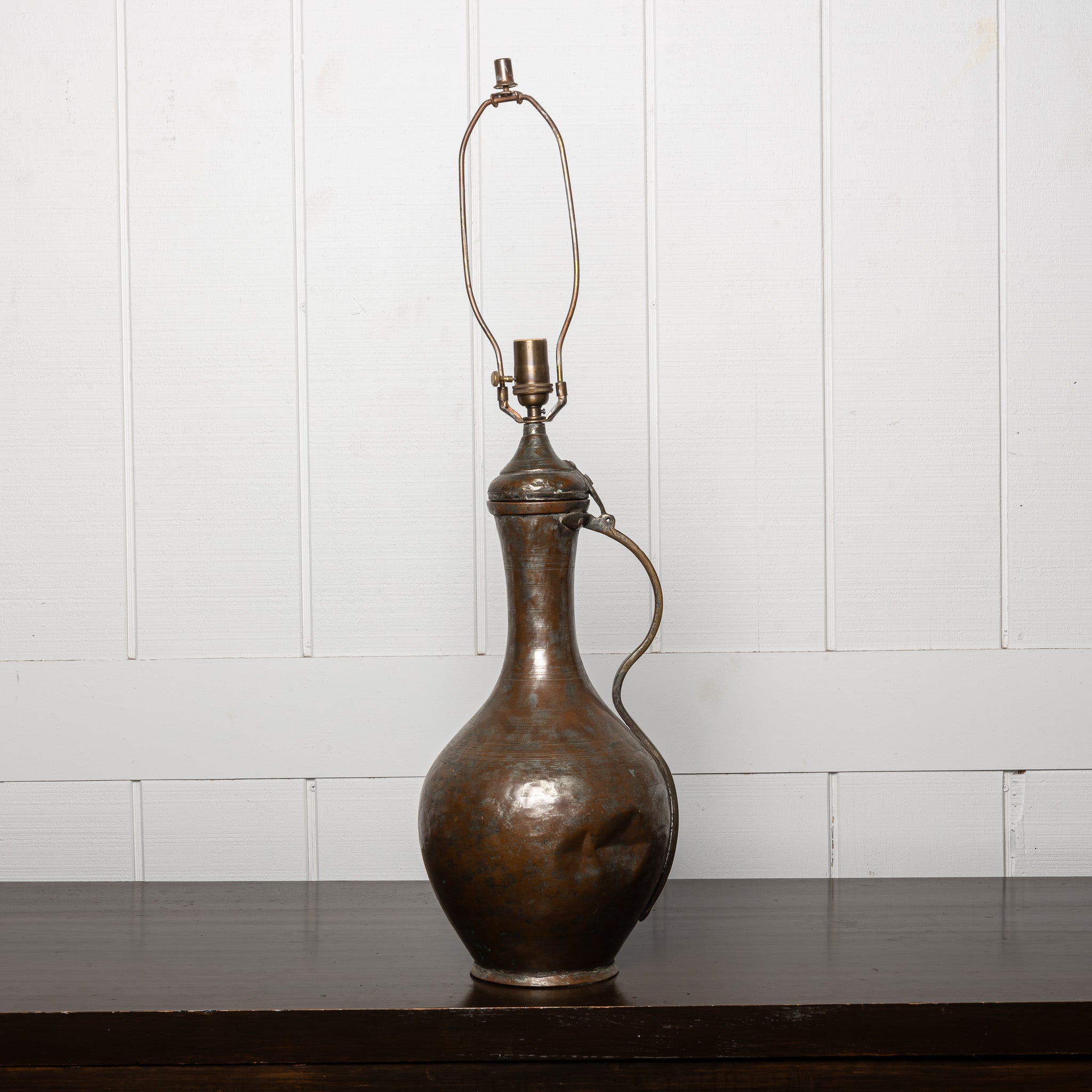LATE 19TH-CENTURY OTTOMAN COPPER WATER VESSEL MOUNTED AS A TABLE LAMP
