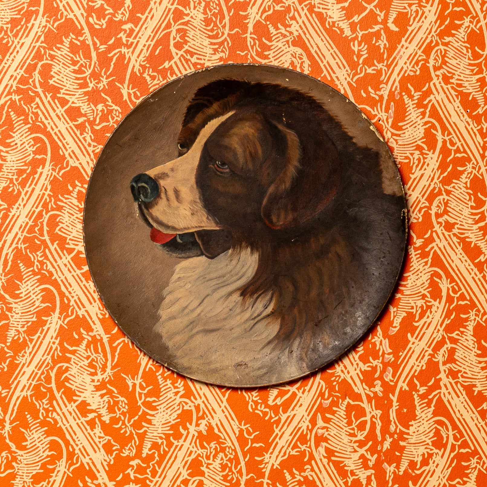 19TH-CENTURY AMERICAN FOLK ART SAINT BERNARD PORTRAIT