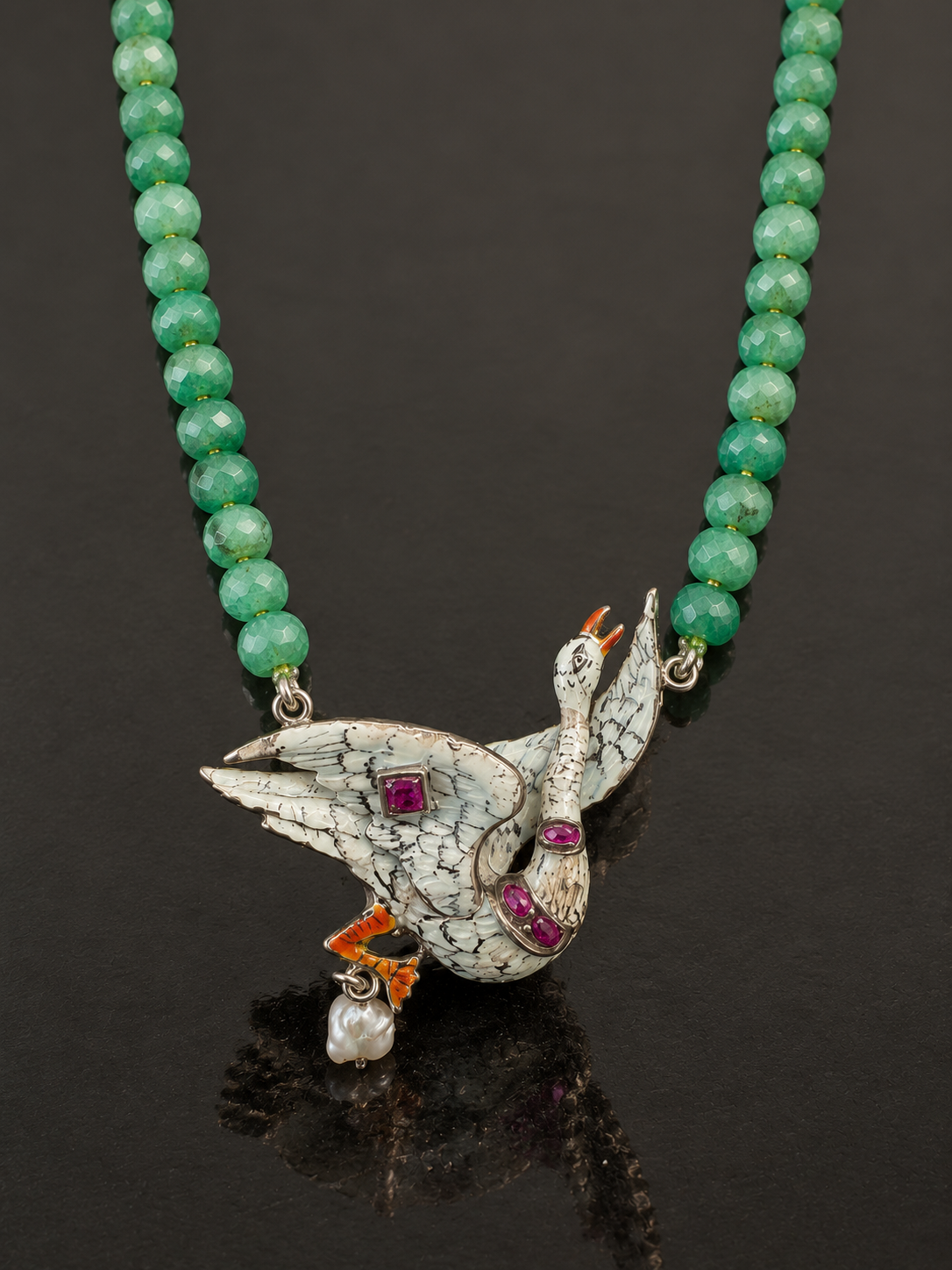 AUSTRO-HUNGARIAN ENAMELED SWAN NECKLACE