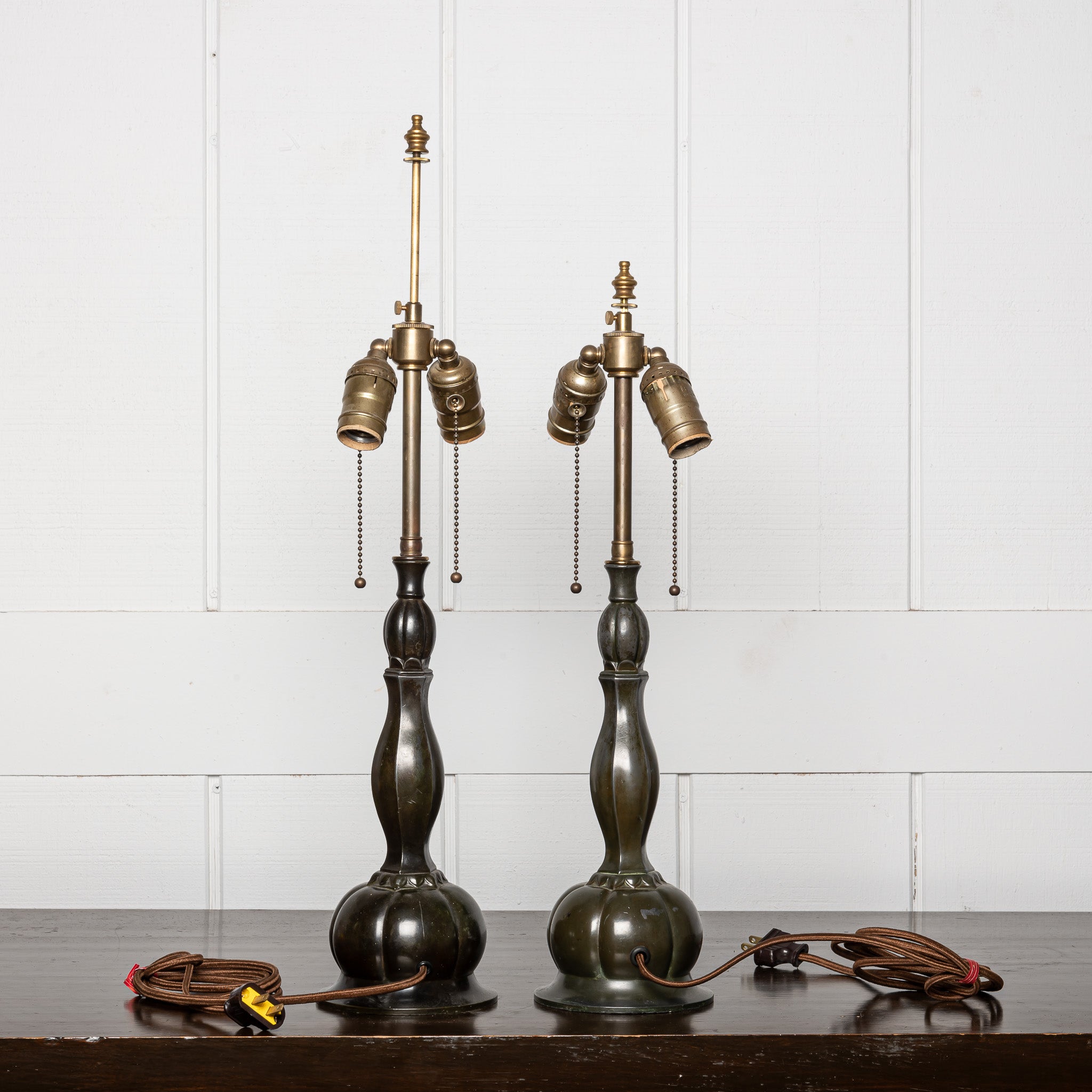 PAIR OF DANISH ART DECO "DISKO METAL" TABLE LAMPS BY JUST ANDERSEN