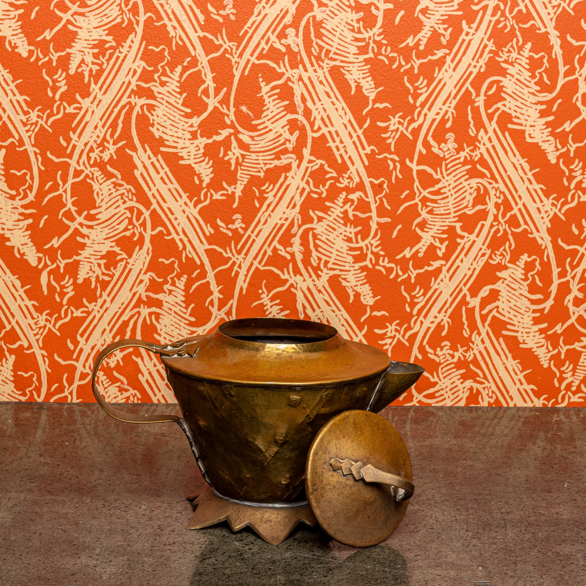 German/Austrian Brass Teaset — Early 19th Century, Wiener Werkstätte / Peche Influence