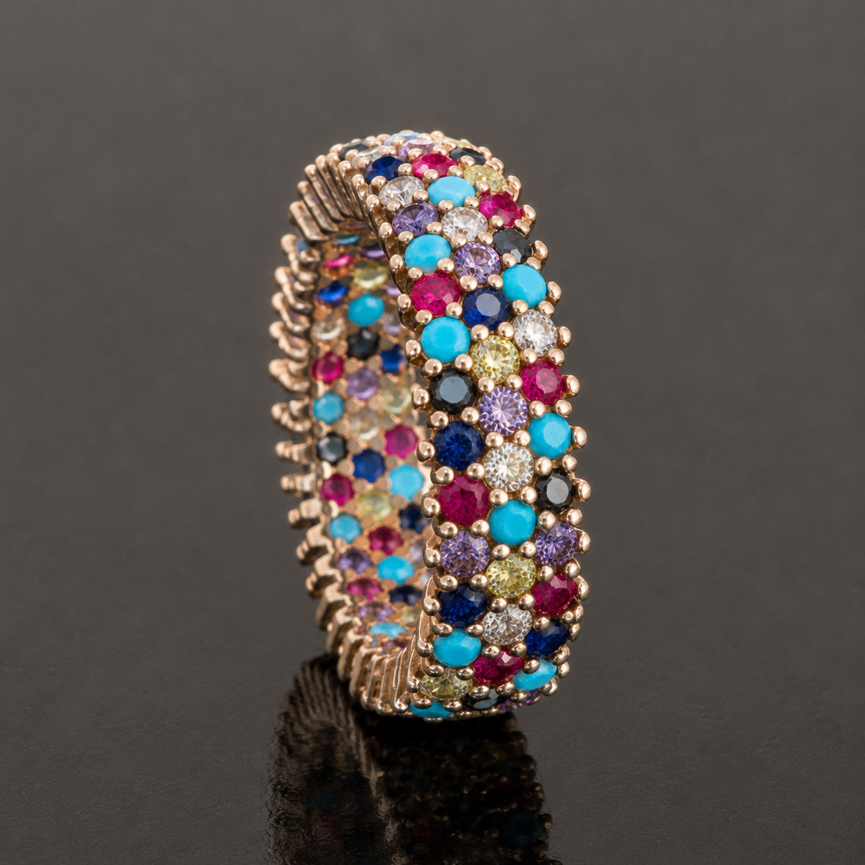 "TUTTI FRUTTI" CONTEMPORARY GOLD VERMEIL MULTI GEMSTONE RING