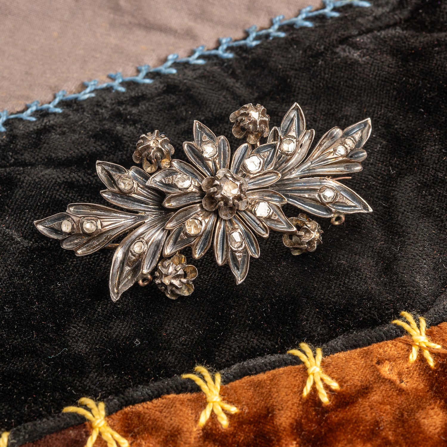 18th Century Gold, Diamonds, and Sterling Silver Brooch