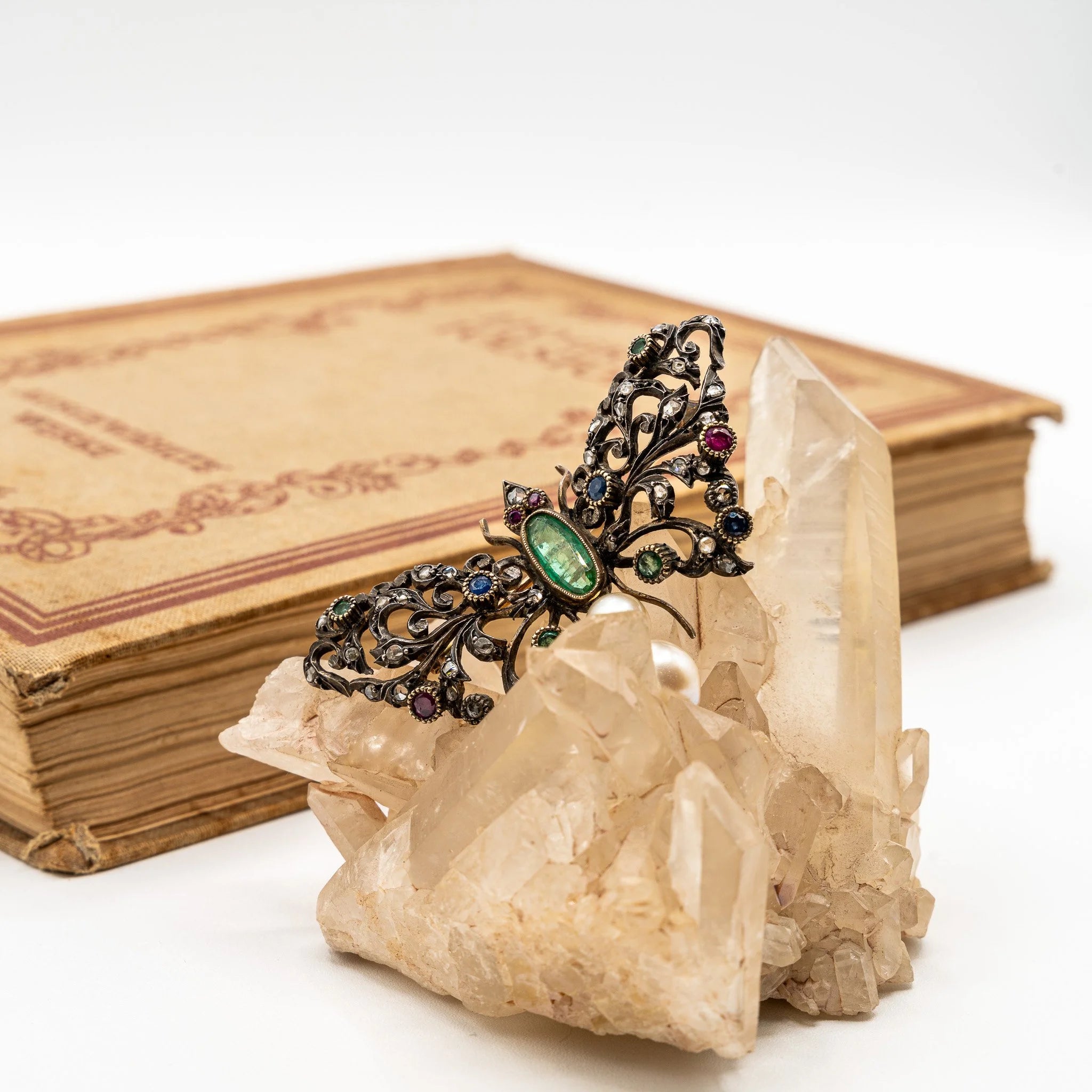 19th Century Austro-Hungarian Bejeweled Butterfly Brooch