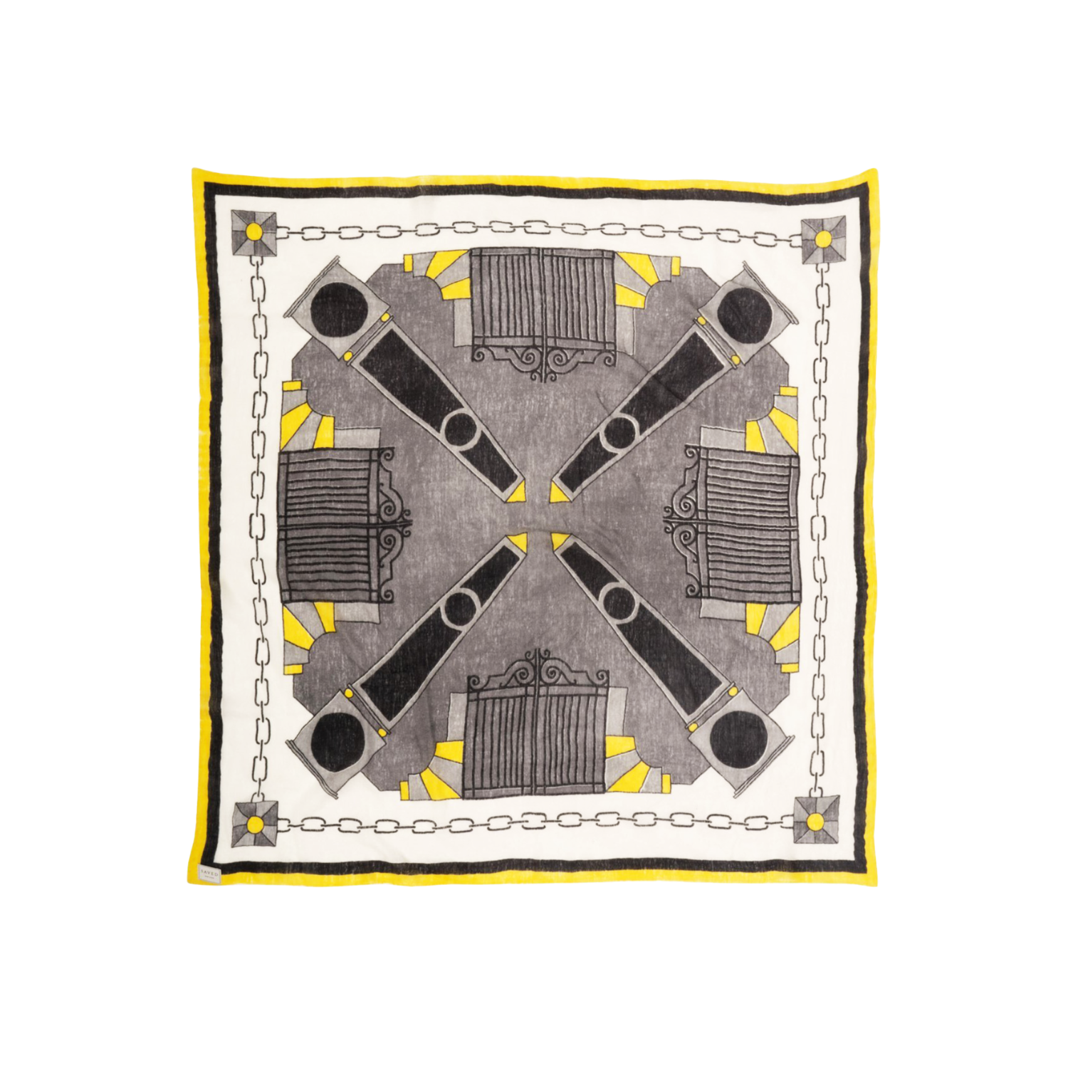 SAVED NY X DAMIEN NICOLAS ROUX "OBELISKS GATES CONCRETE GRAY" CASHMERE SCARF