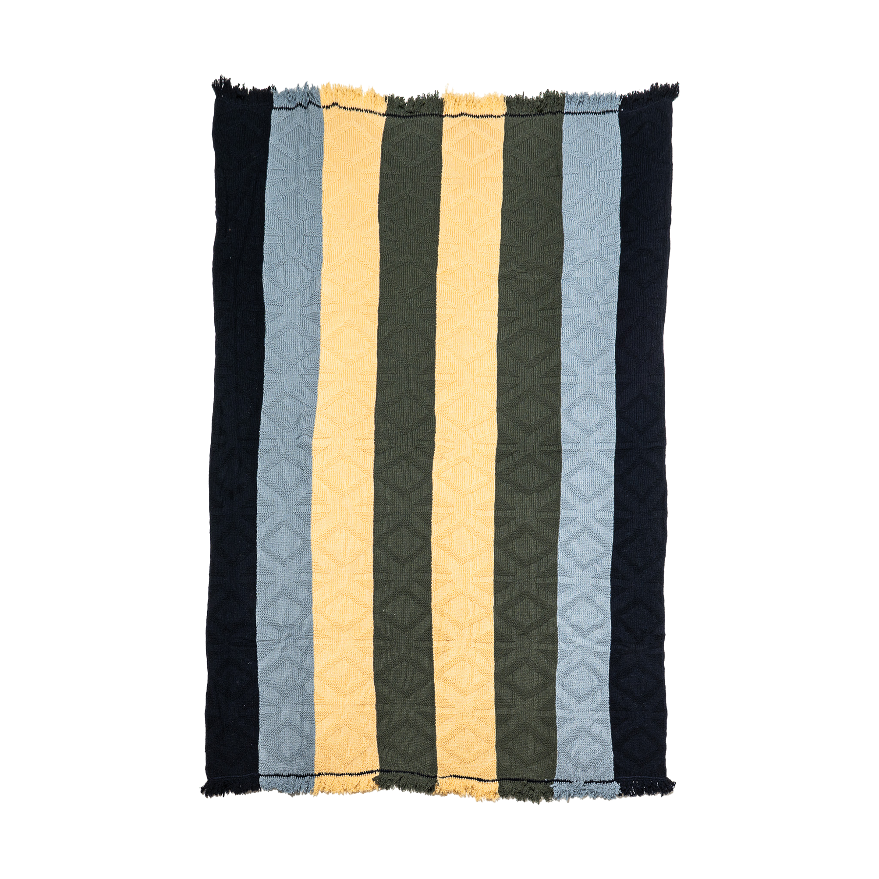 Diamond Stripe Knit Cashmere Blanket