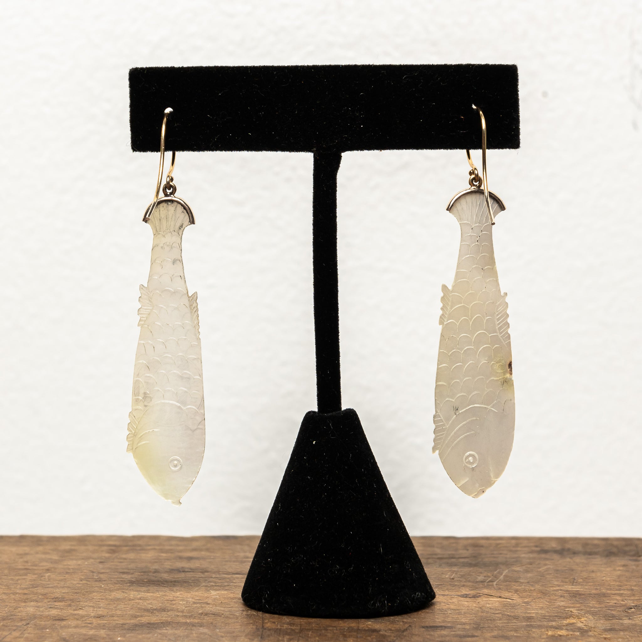 18th-Century Mother of Pearl Gaming Chip Earrings