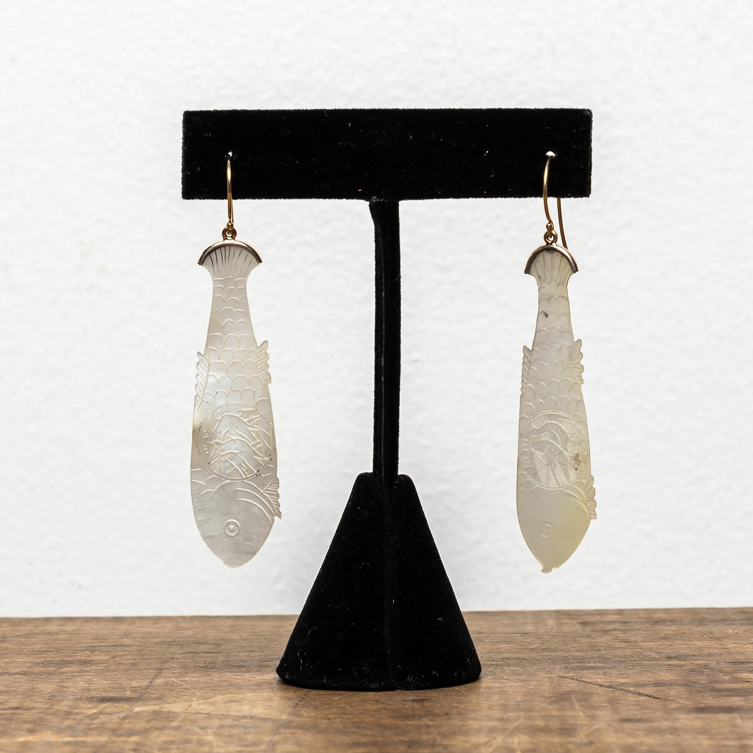 18th-Century Mother of Pearl Gaming Chip Earrings