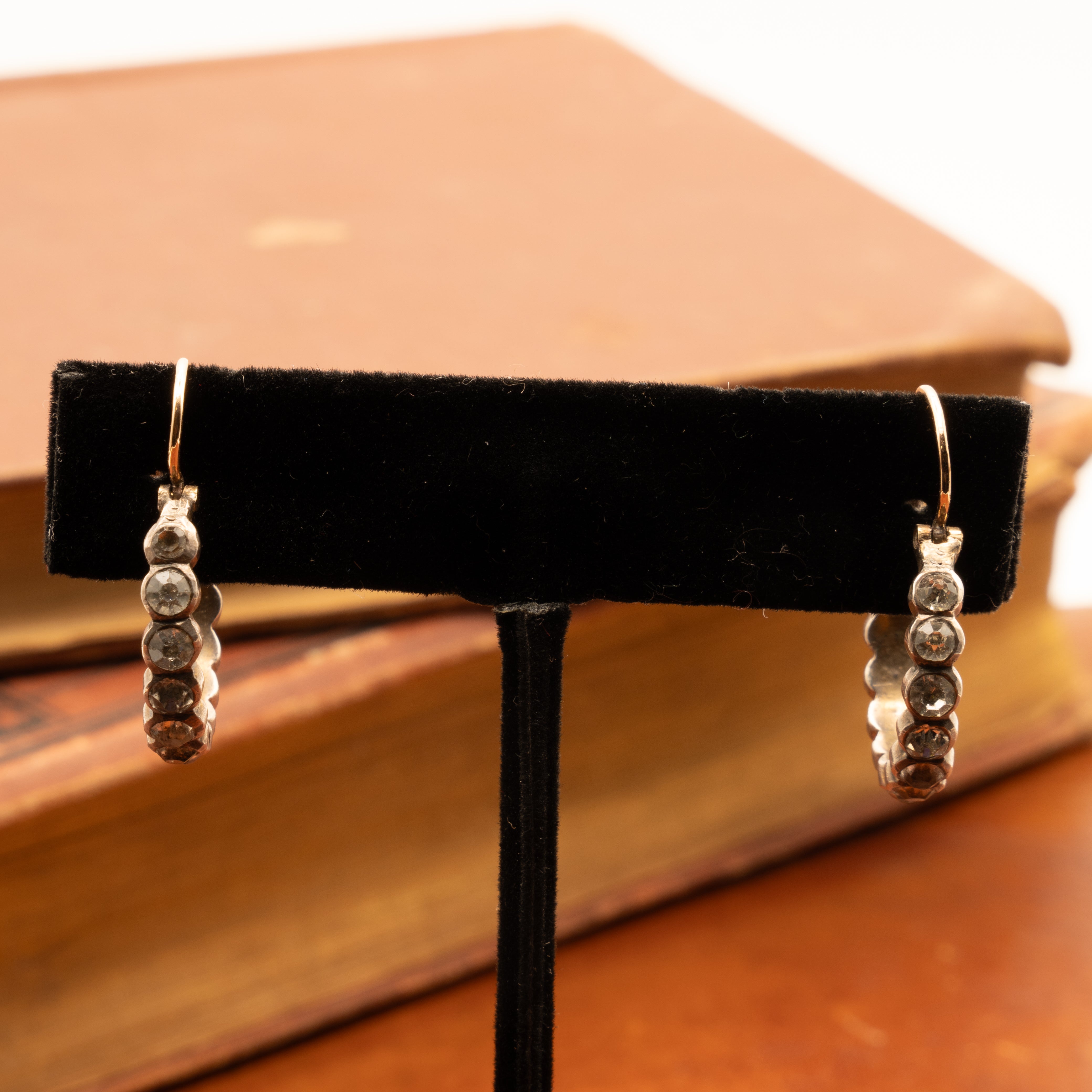 GEORGIAN PASTE AND SILVER EARRINGS