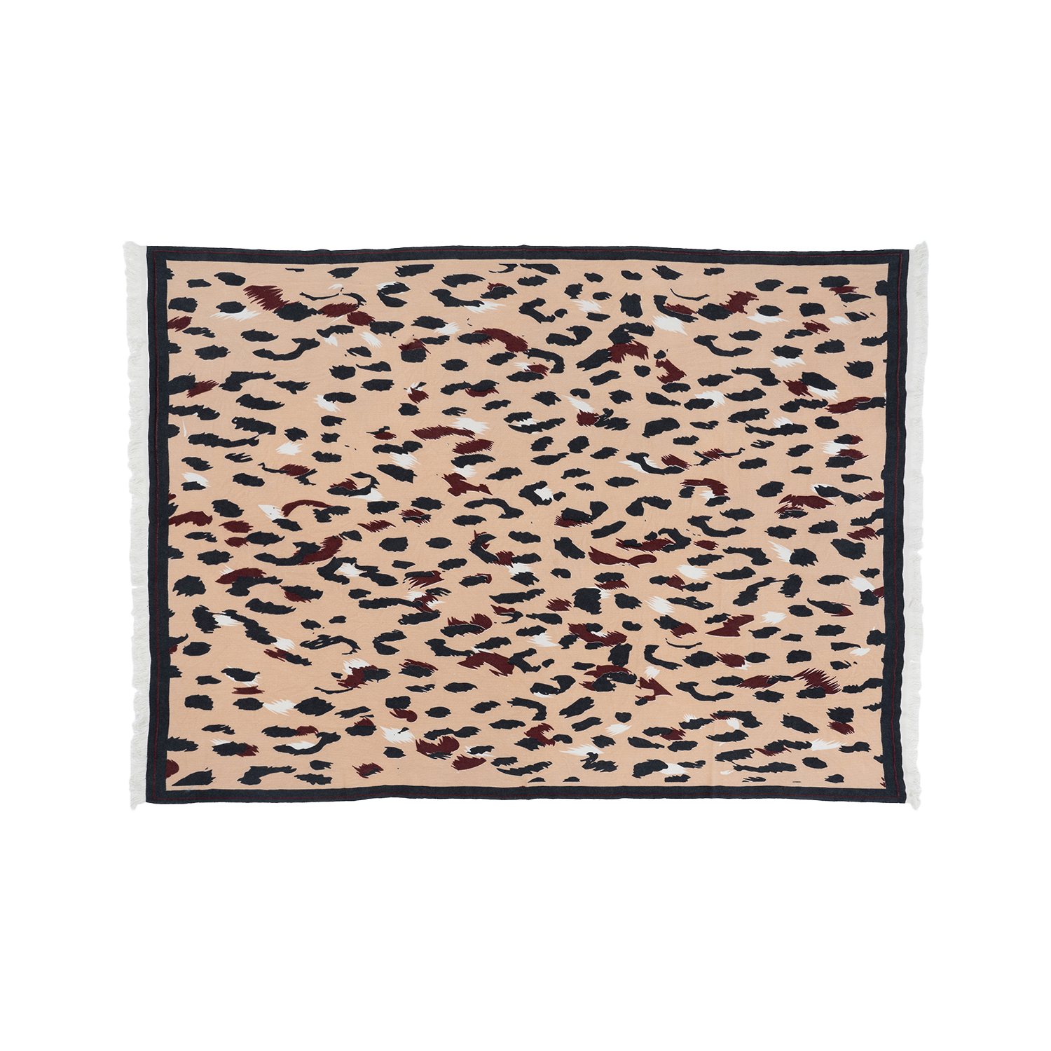 Leopard print blanket on a white background