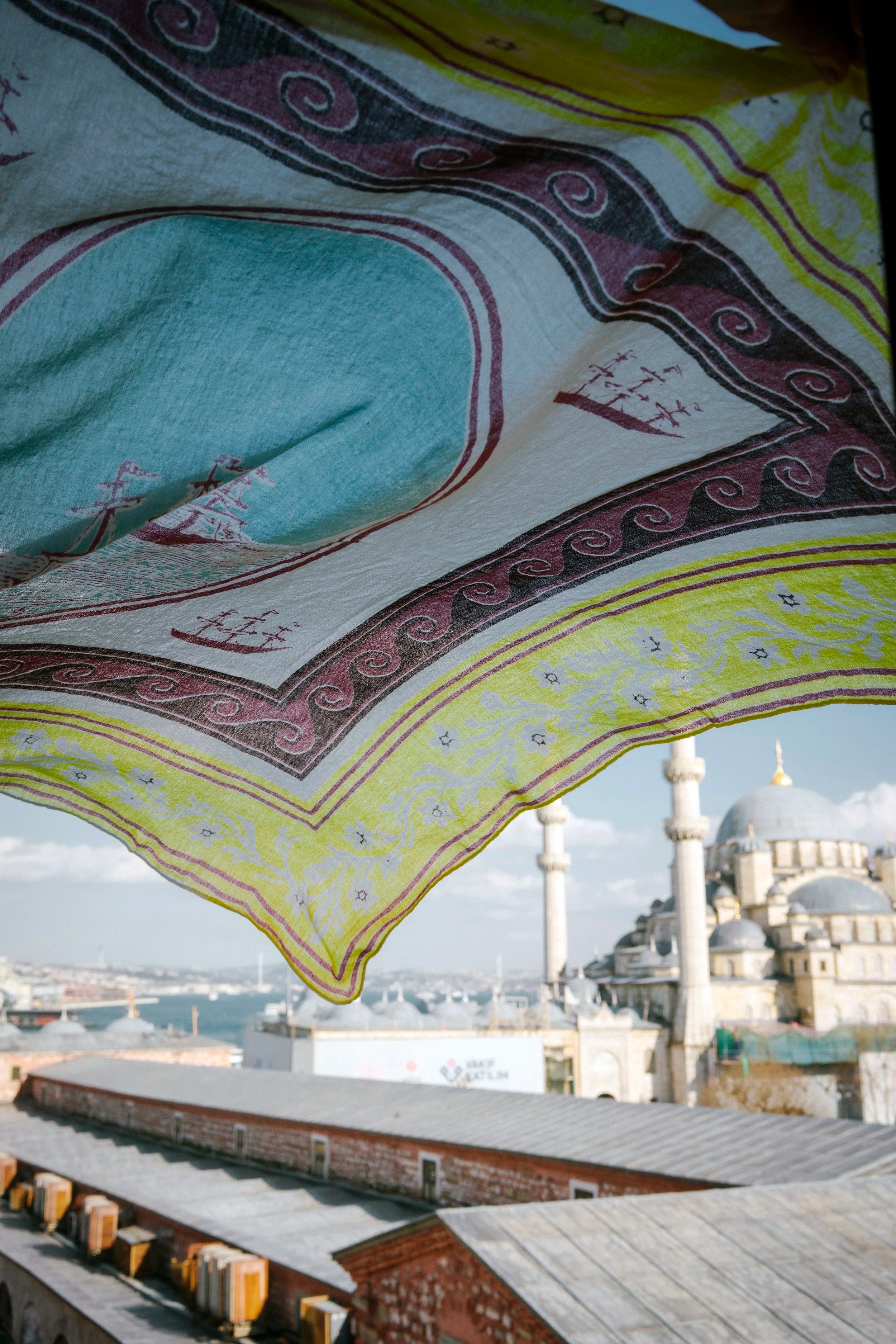 SAVED NY x Lukas The Illustrator "High Seas" cashmere scarf