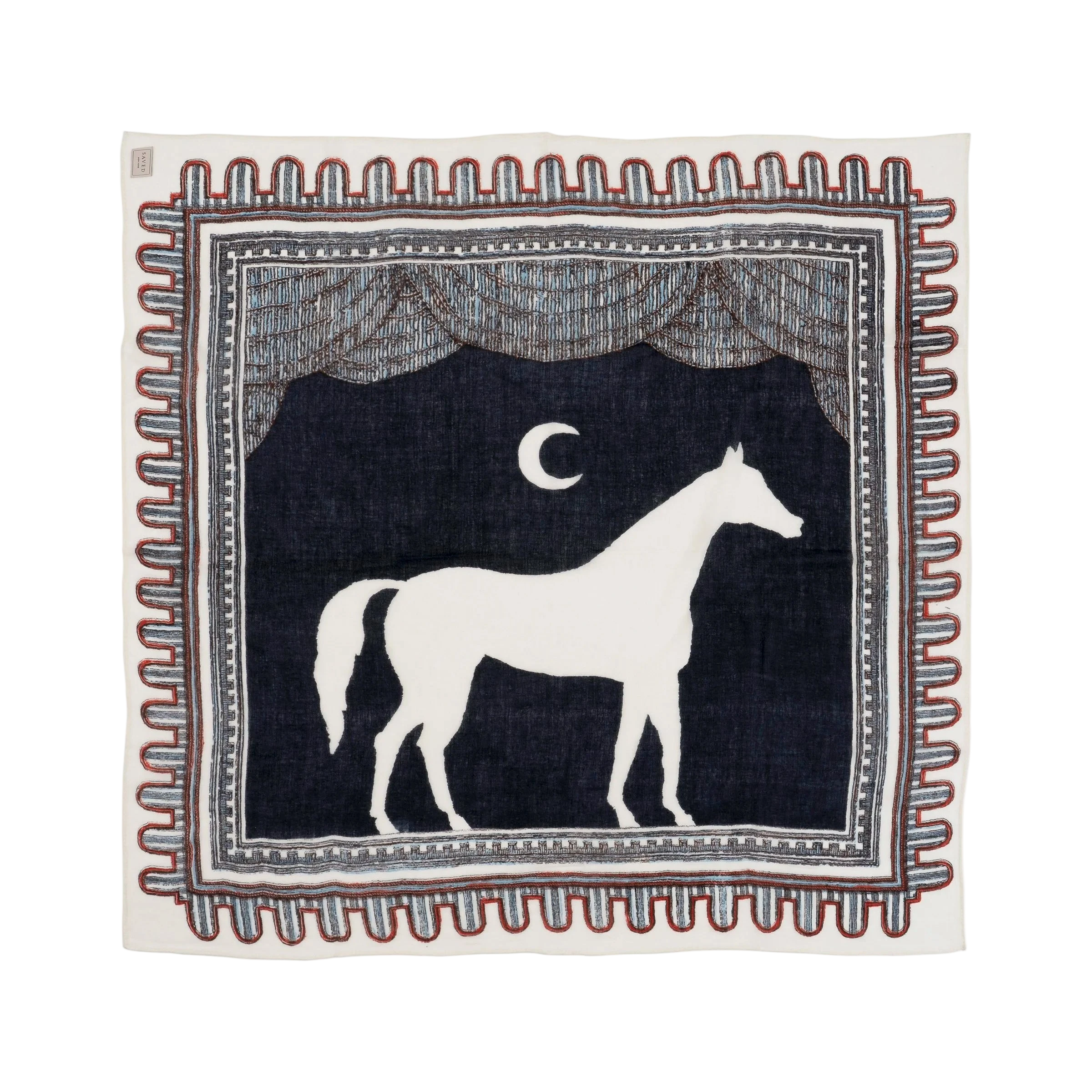 SAVED NY x Lukas The Illustrator "Nocturnal Stallion" Cashmere Scarf
