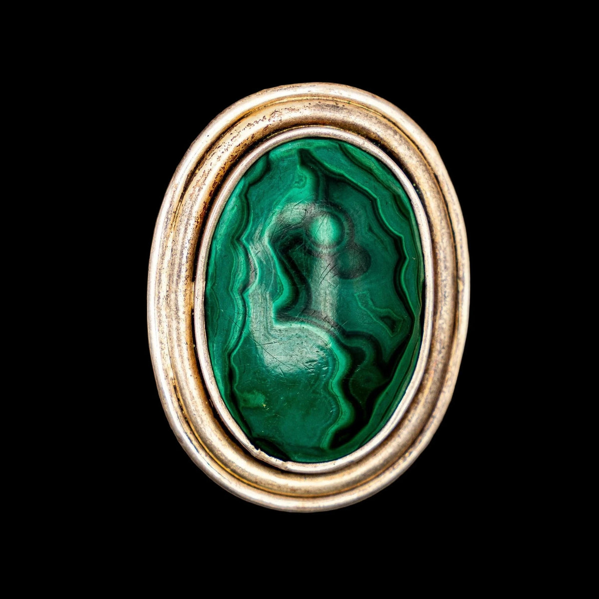 GEORGIAN MALACHITE AND PINCHBECK BROOCH, detail view