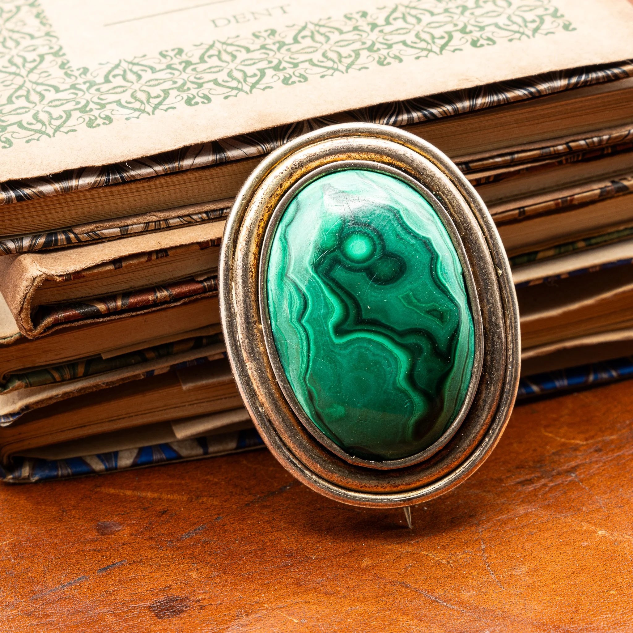 Georgian Malachite Pinchbeck Brooch