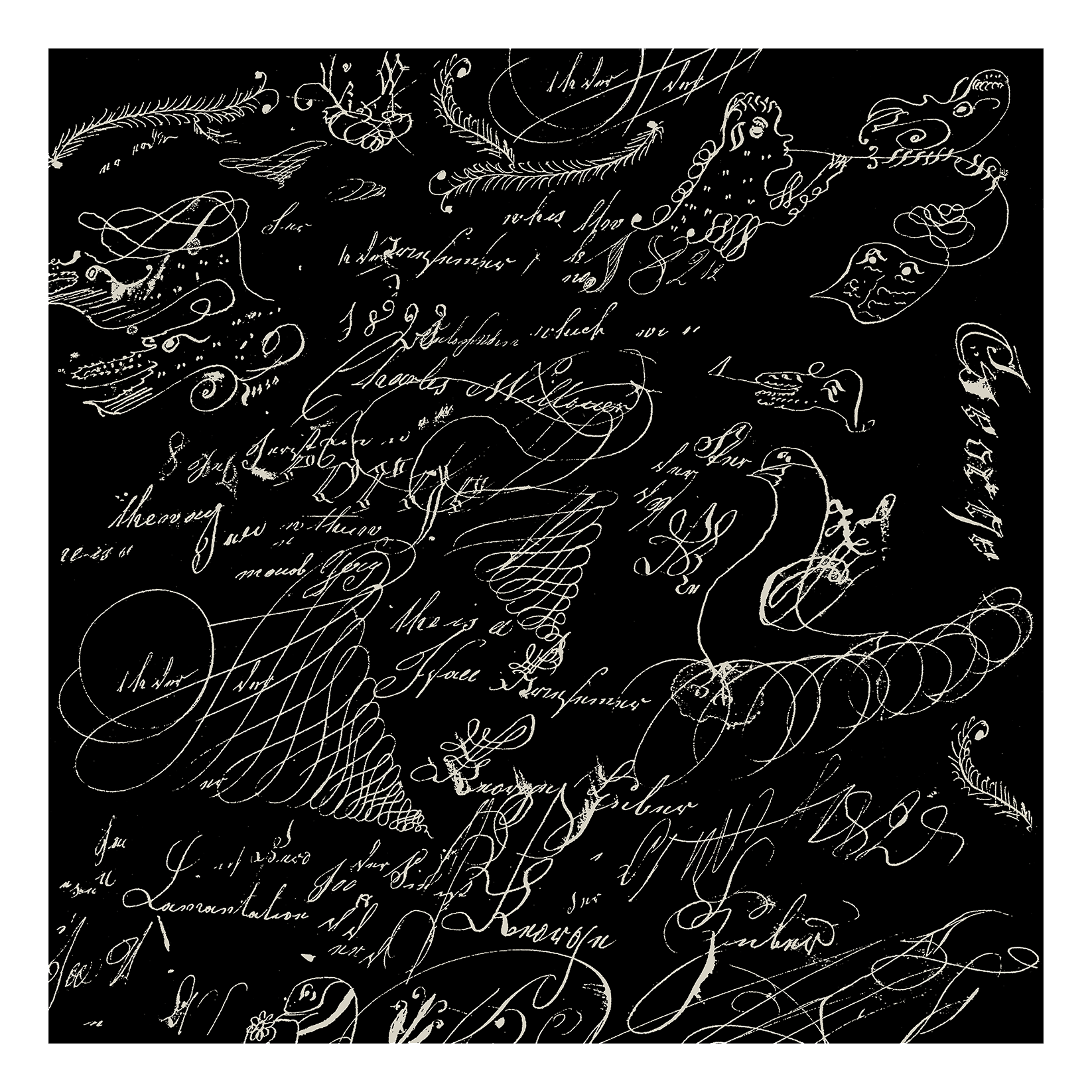 "PENMANSHIP 1809" BLACK CASHMERE SCARF