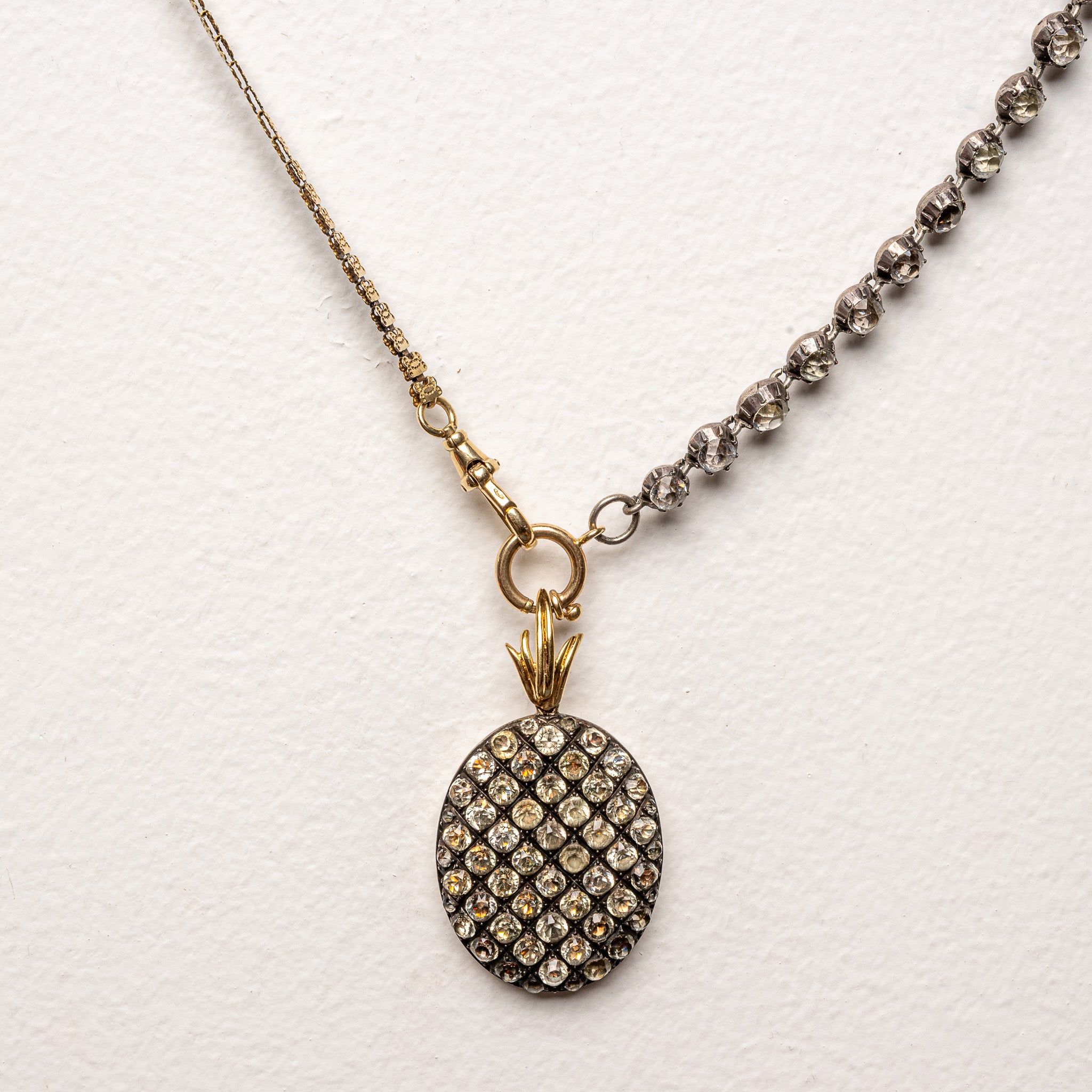 Riviera Patchwork Necklace with Paste Locket