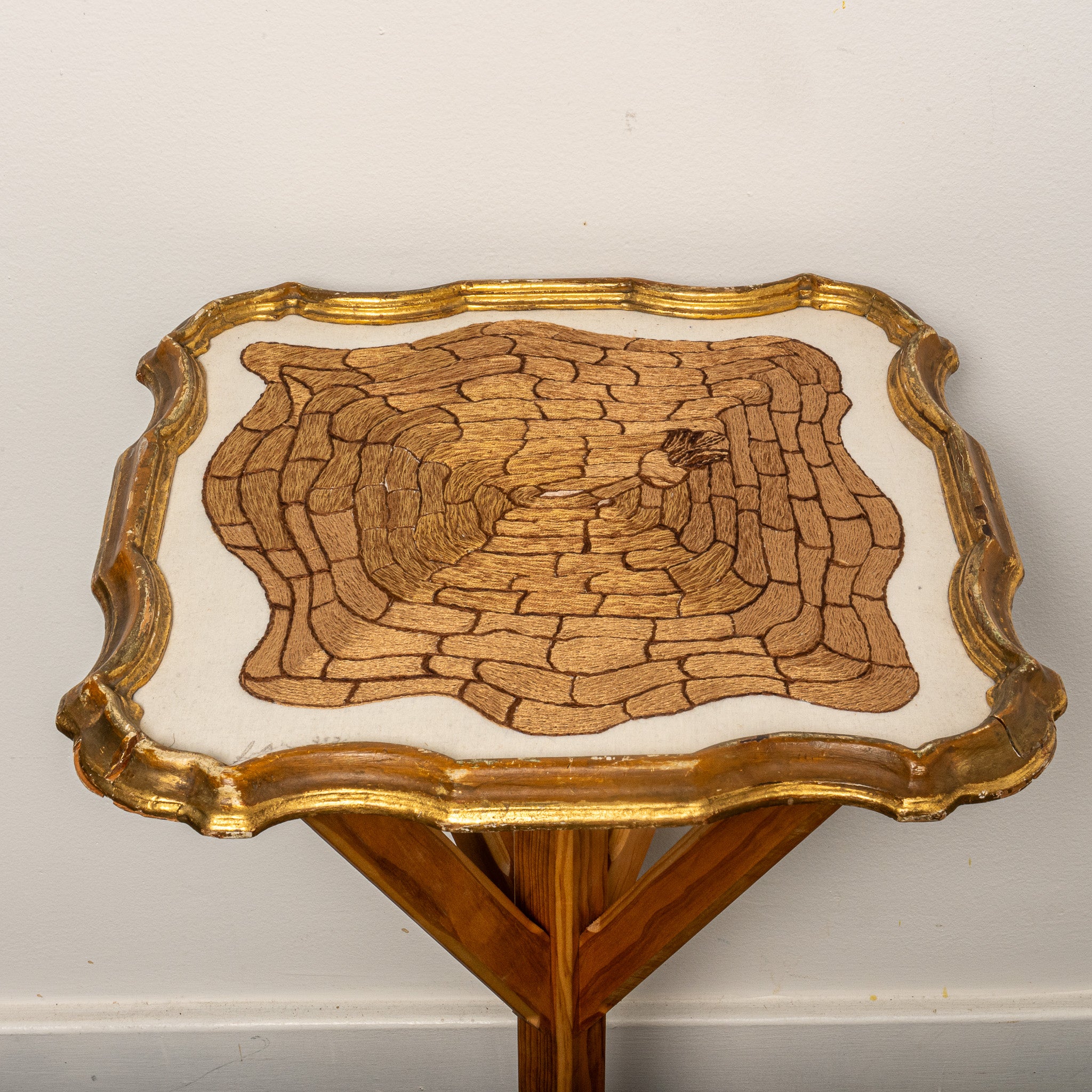 TROMPE L'OEIL "ROPE" EMBROIDERED SIDE TABLE (2025) By SEAN McNANNEY