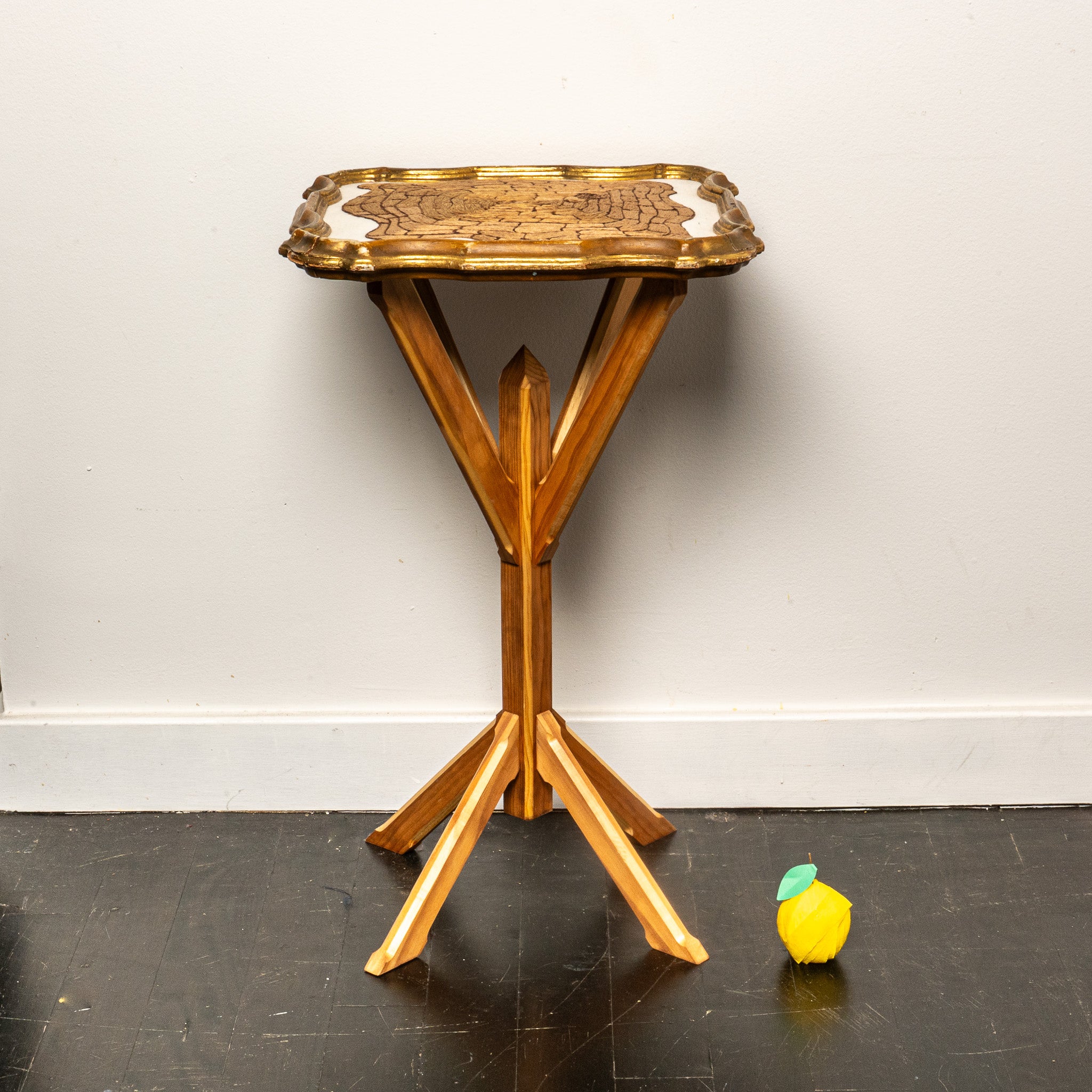 TROMPE L'OEIL "ROPE" EMBROIDERED SIDE TABLE (2025) By SEAN McNANNEY