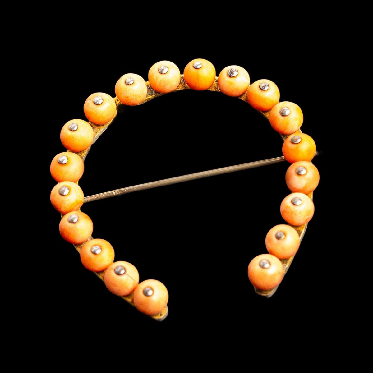 SILVER & CORAL HORSESHOE PIN, catalog view