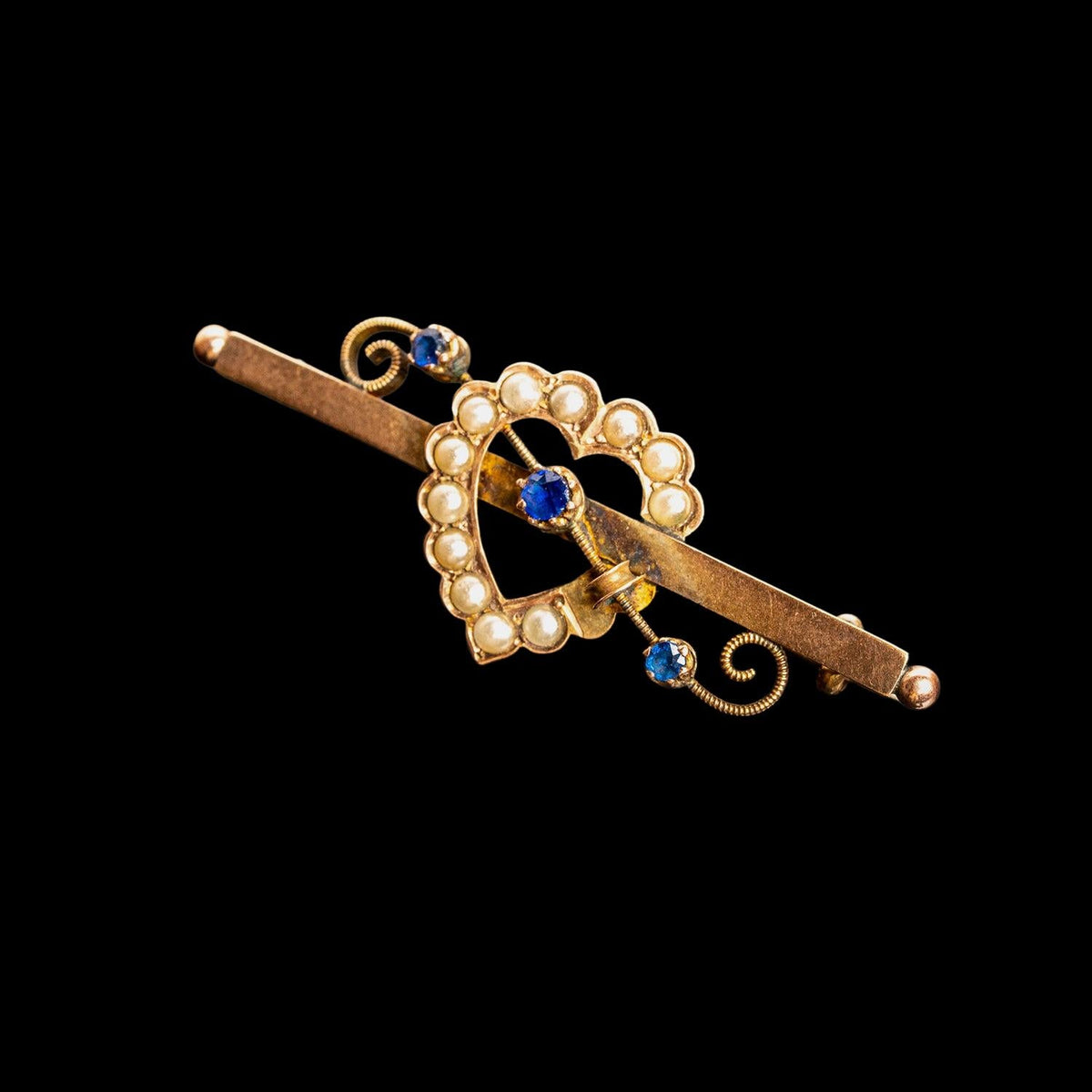 VICTORIAN HEART SEED PEARL & SAPPHIRE PIN, catalog view