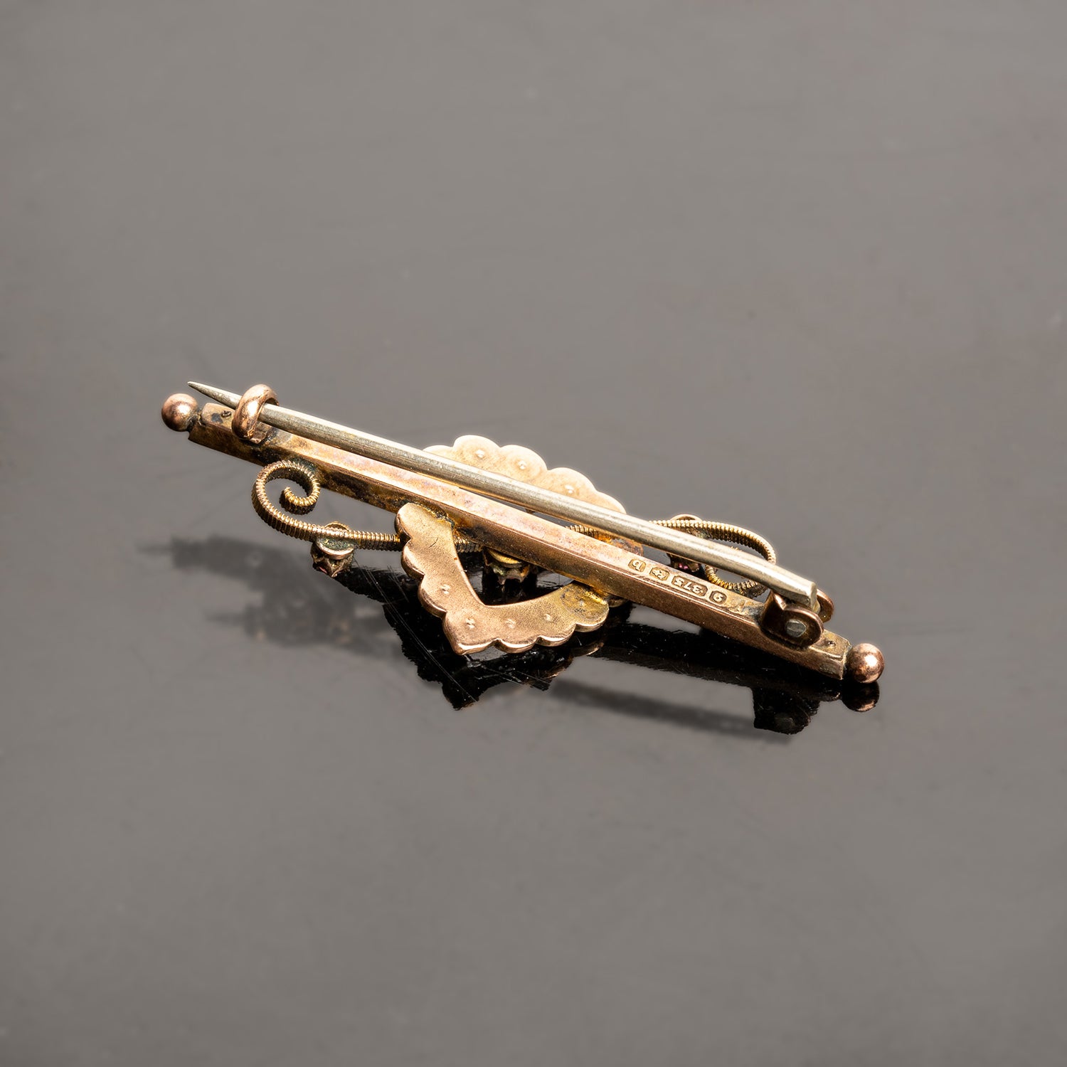 Victorian Heart Seed Pearl & Sapphire Pin