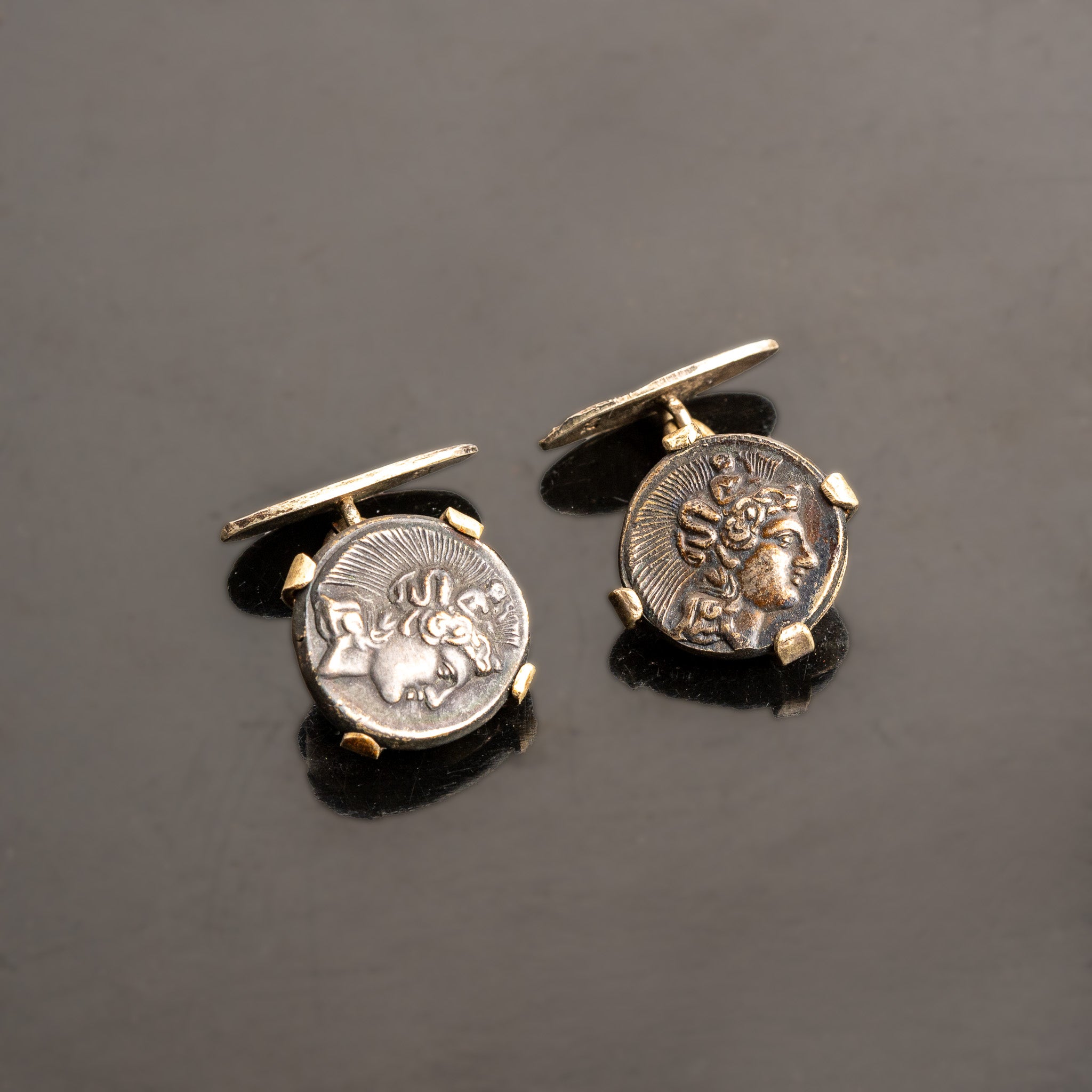 19th Century Ancient Greek Coin Cufflinks