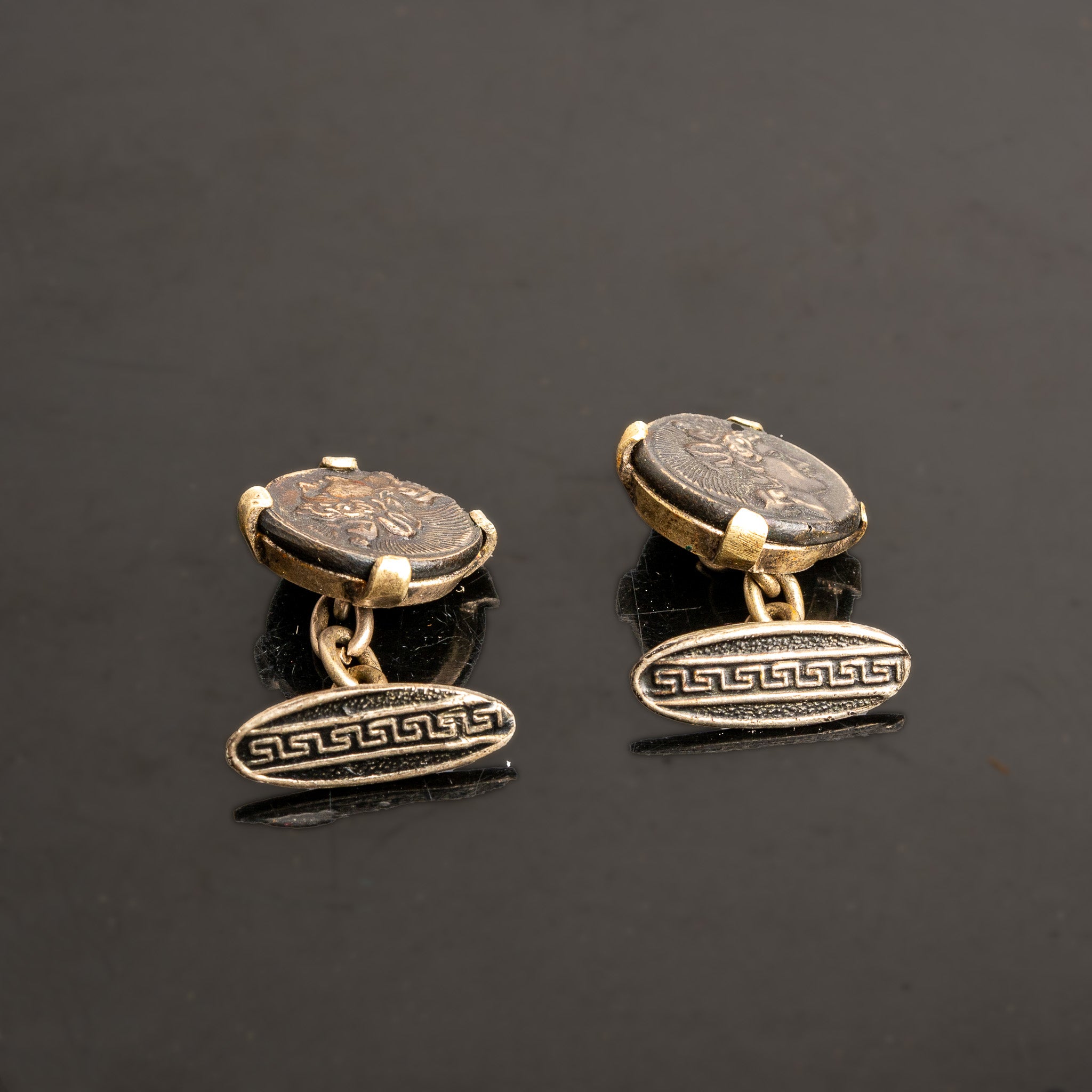 19th Century Ancient Greek Coin Cufflinks