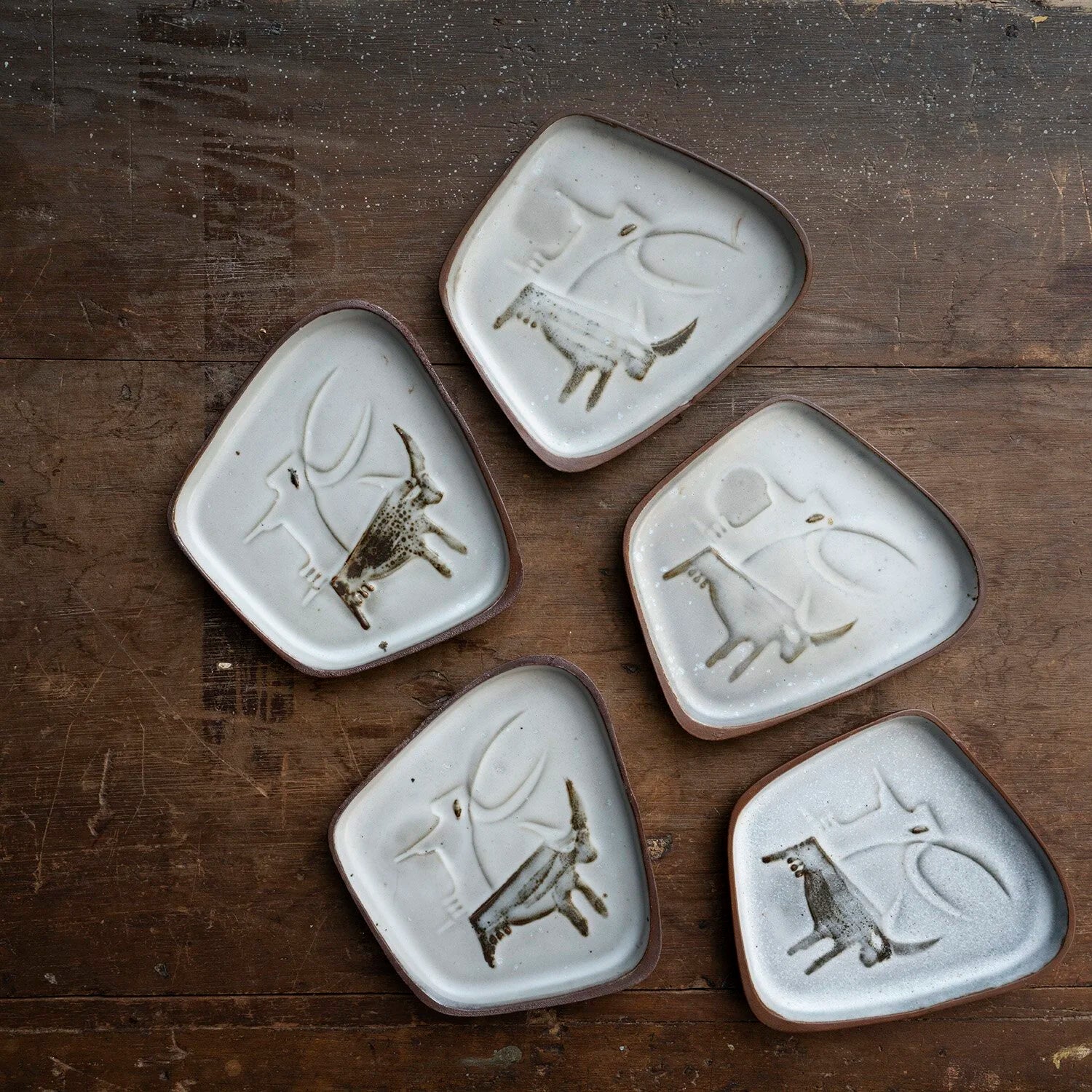 DAVID GIL FOR BENNINGTON POTTERY CO-OP PLATES (SET OF FIVE)