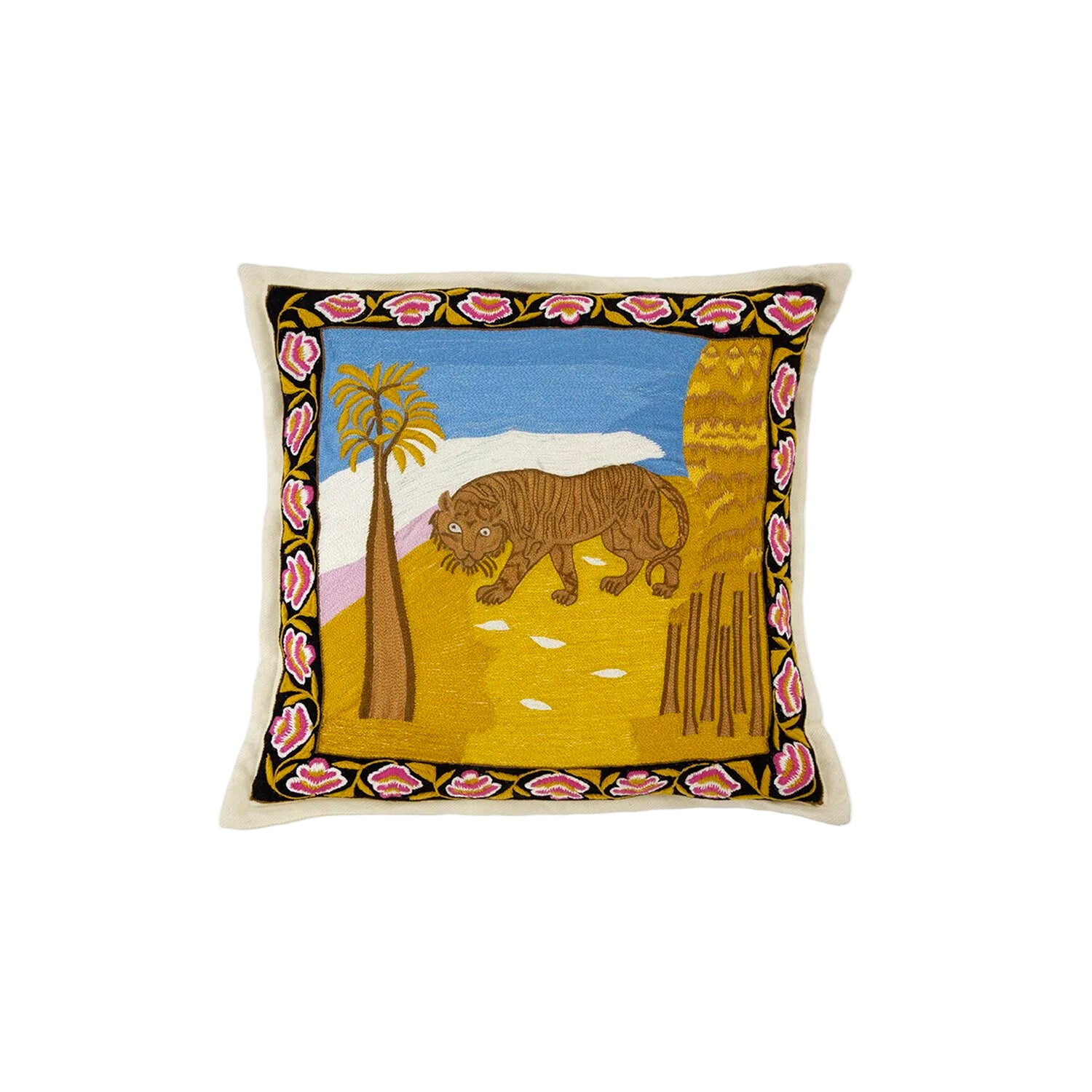 "TIGRESS" Hand-Embroidered Cashmere Pillow