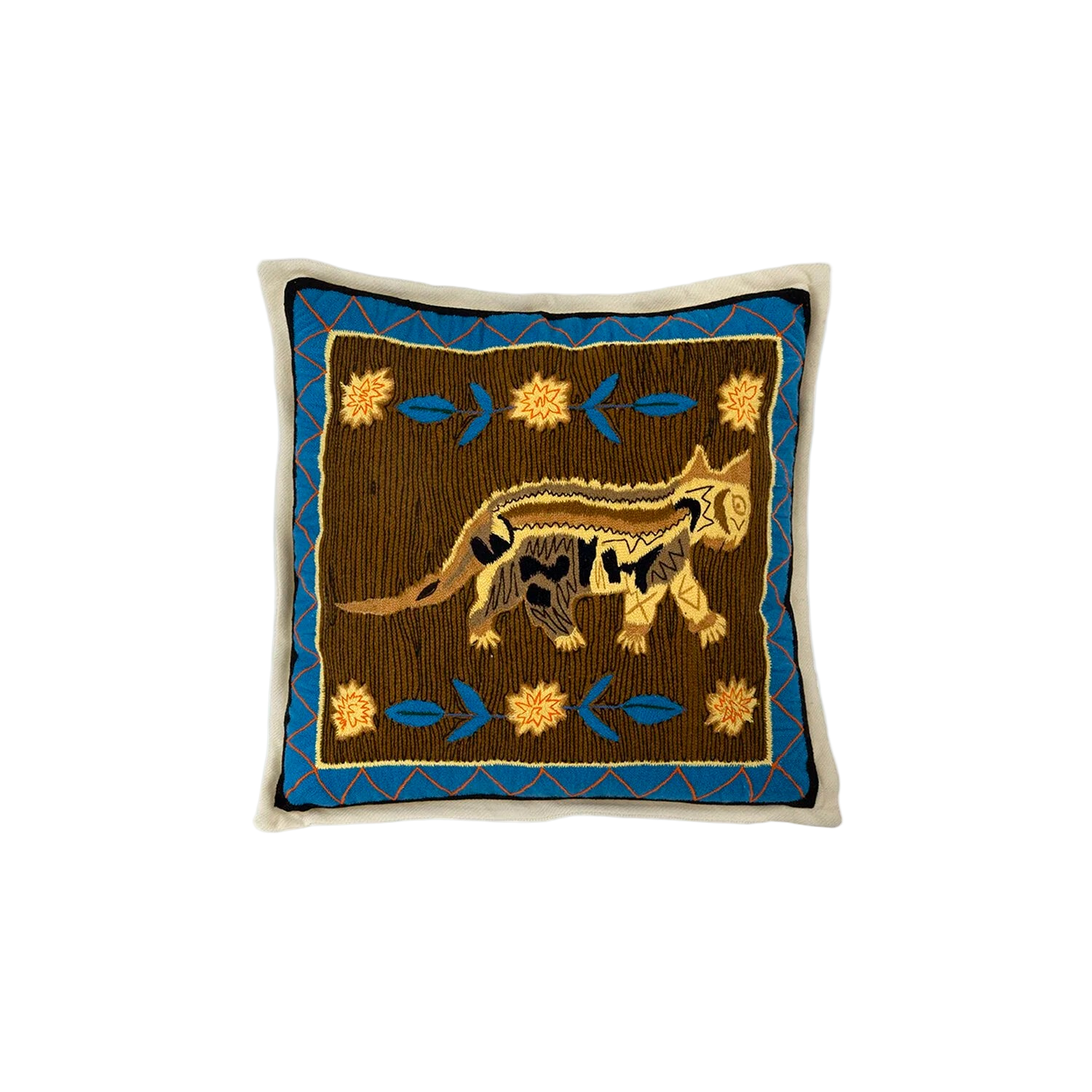 "TOM CAT" Hand-Embroidered Cashmere Pillow