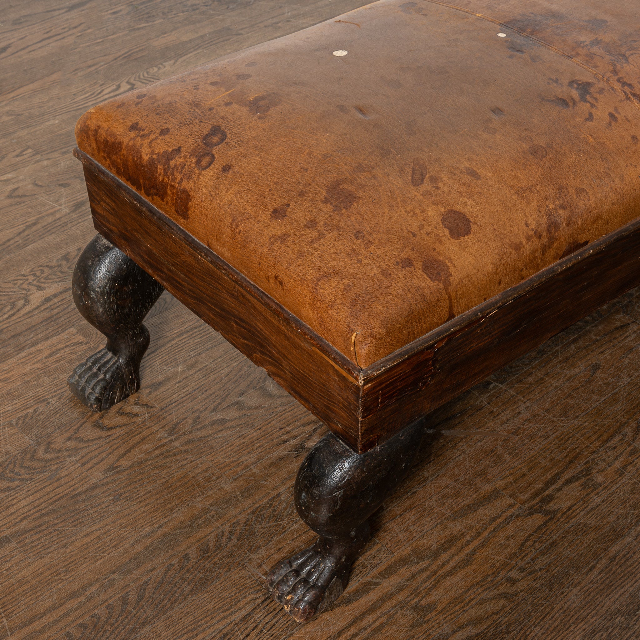 19th century American antique orignal leather upholstry