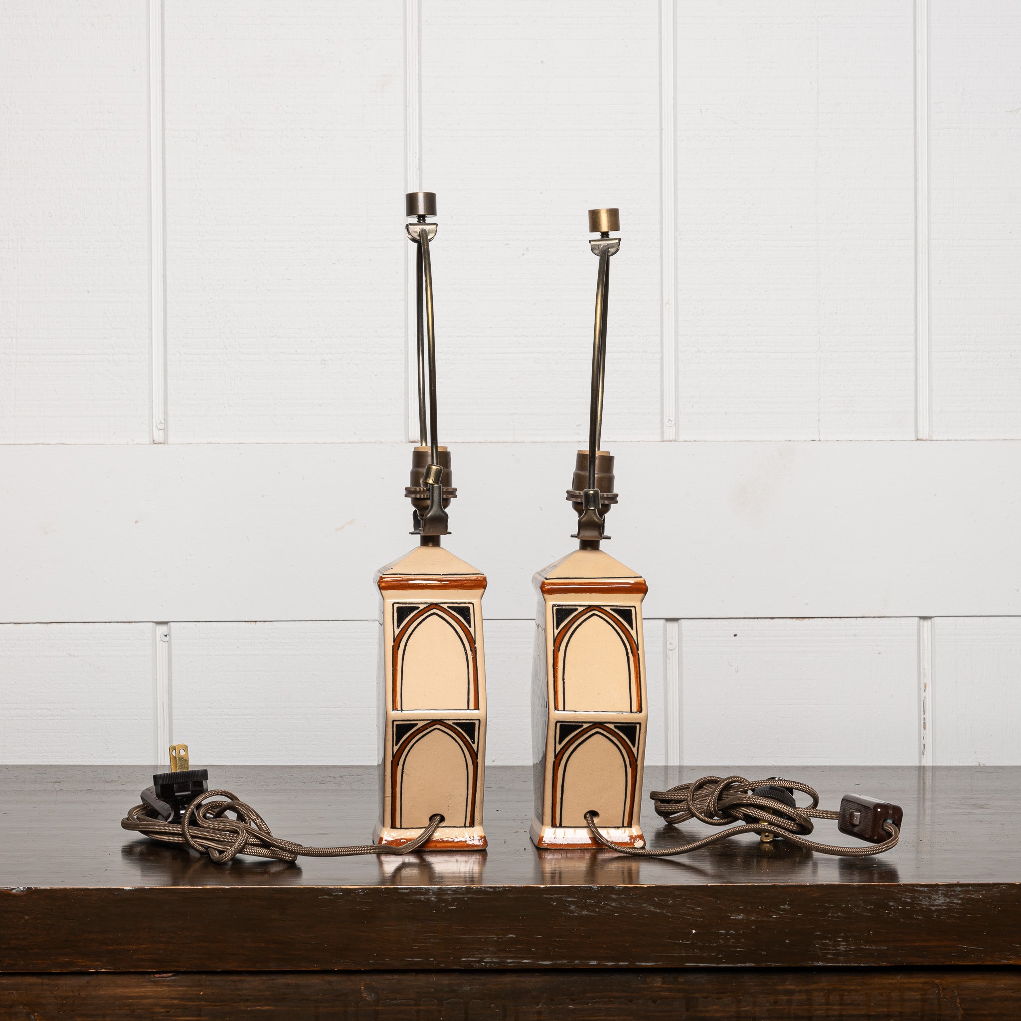 PAIR OF FRENCH ART DECO CERAMIC LAMPS