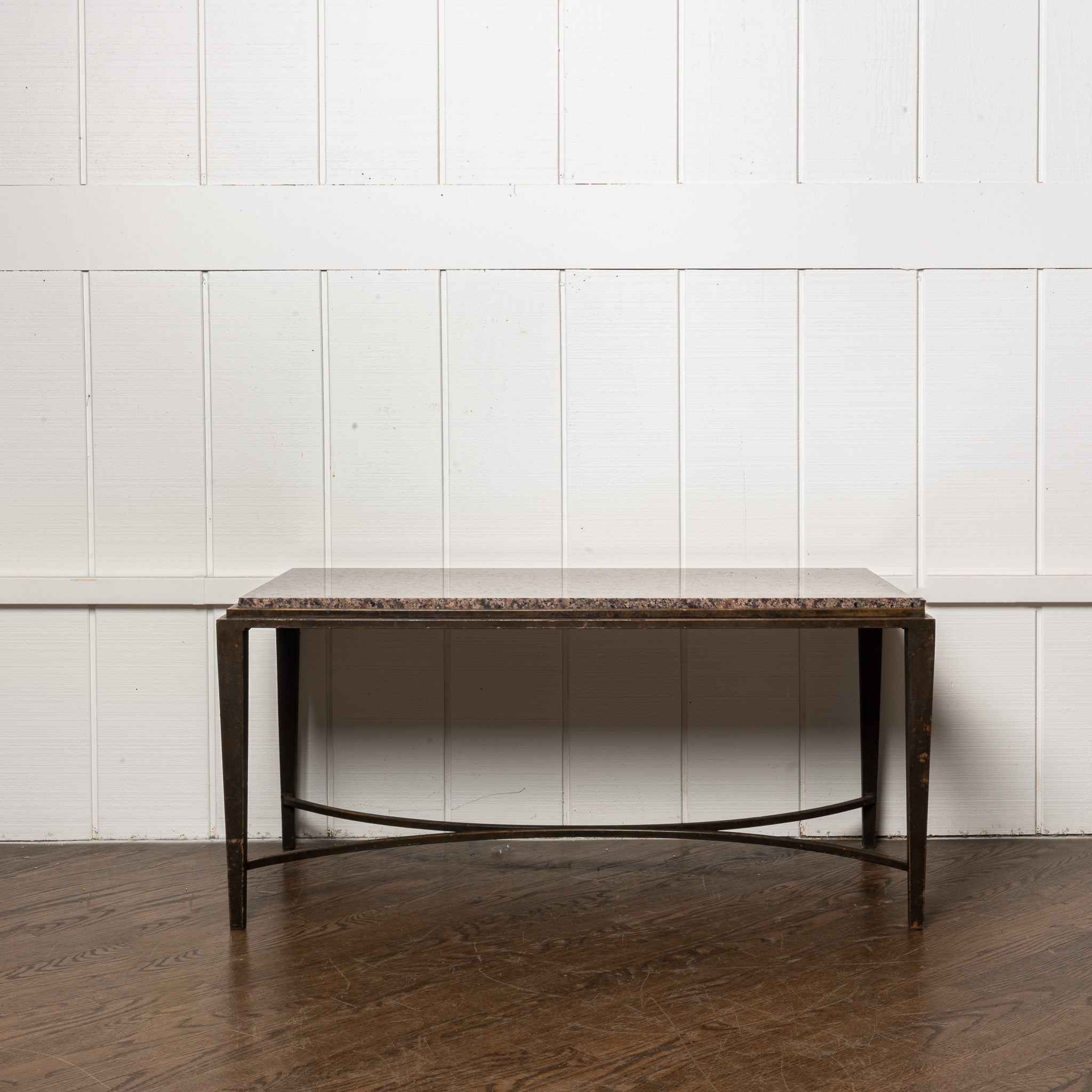 Early 20th century French Art Deco bronze and stone coffe table