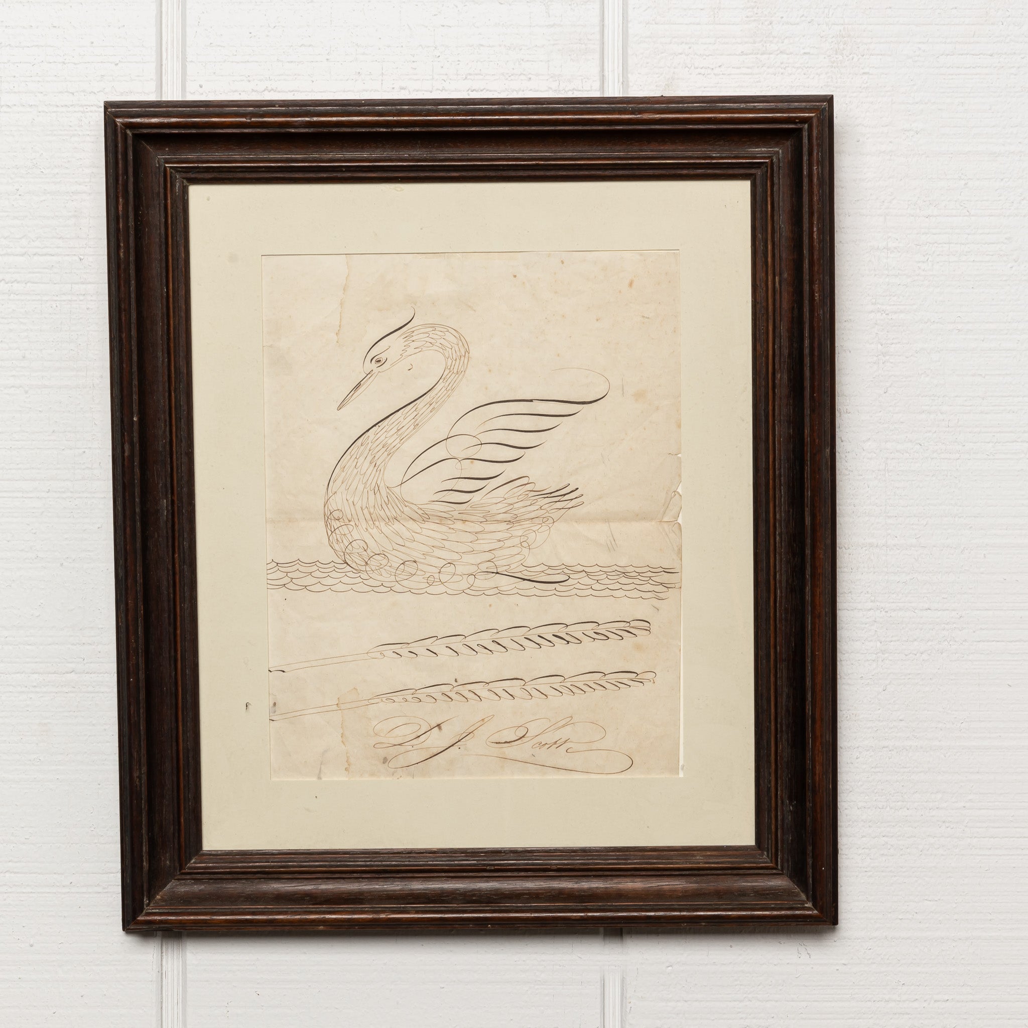 19th century American calligraphy drawing