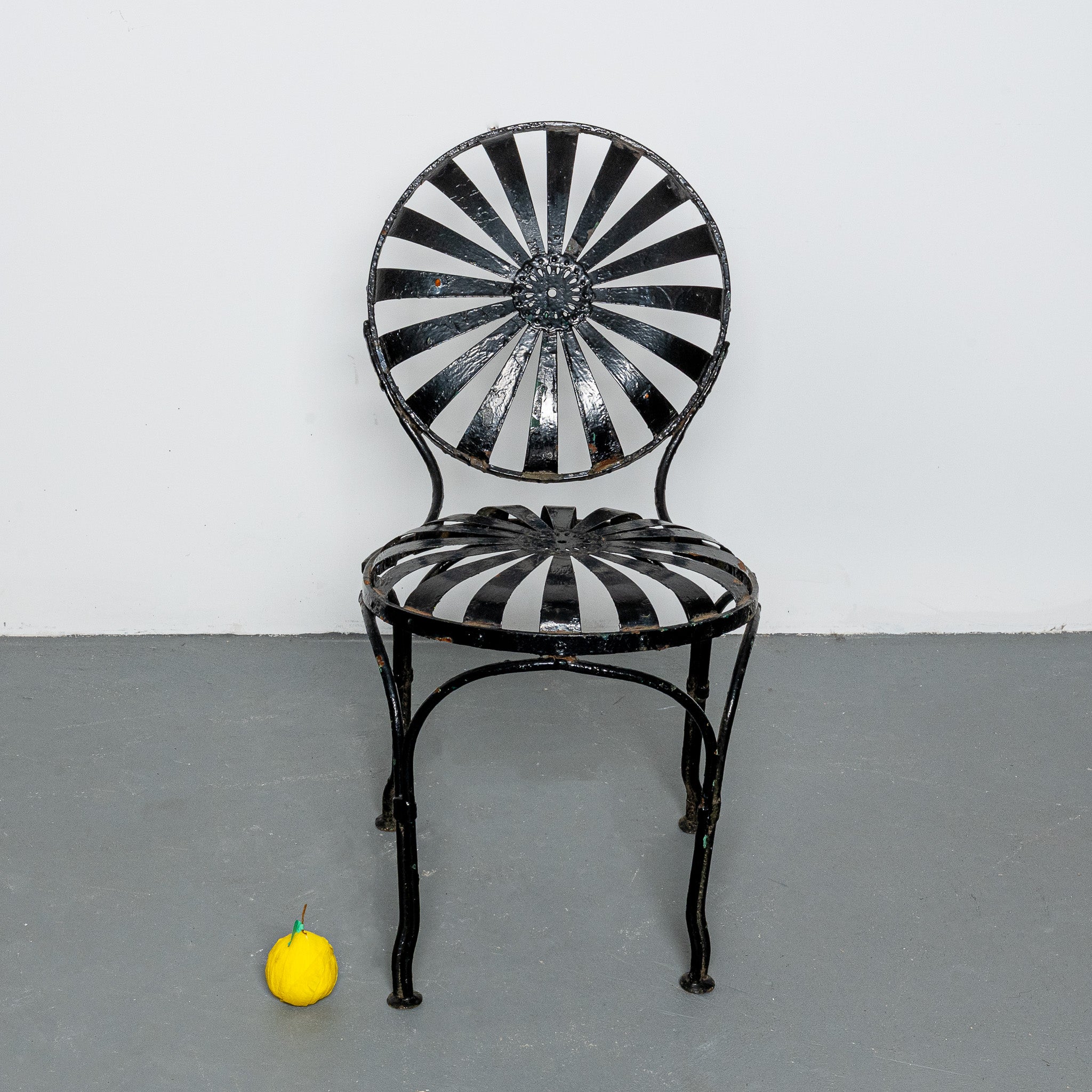 Set of four American Art Deco painted patio chairs