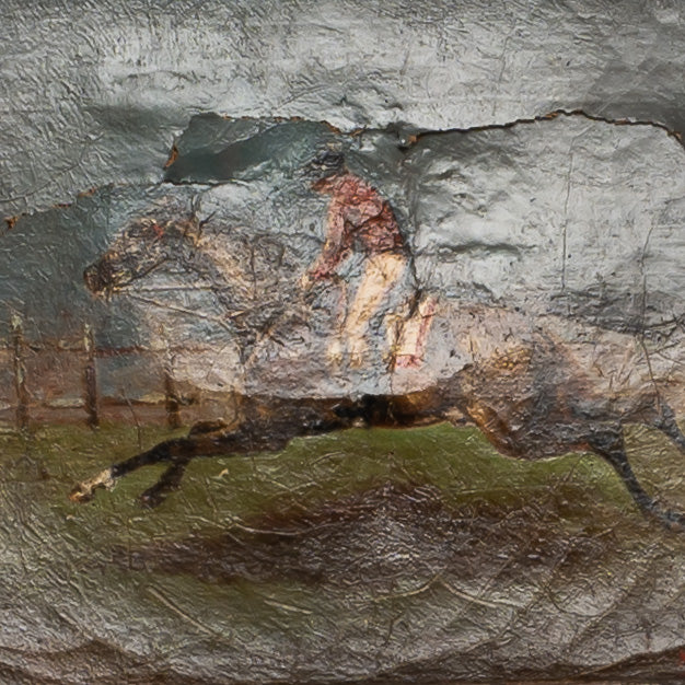 19TH-CENTURY FRENCH OIL PAINTING ON CANVAS WITH ORIGINAL PERIOD LEMON GILT FRAME