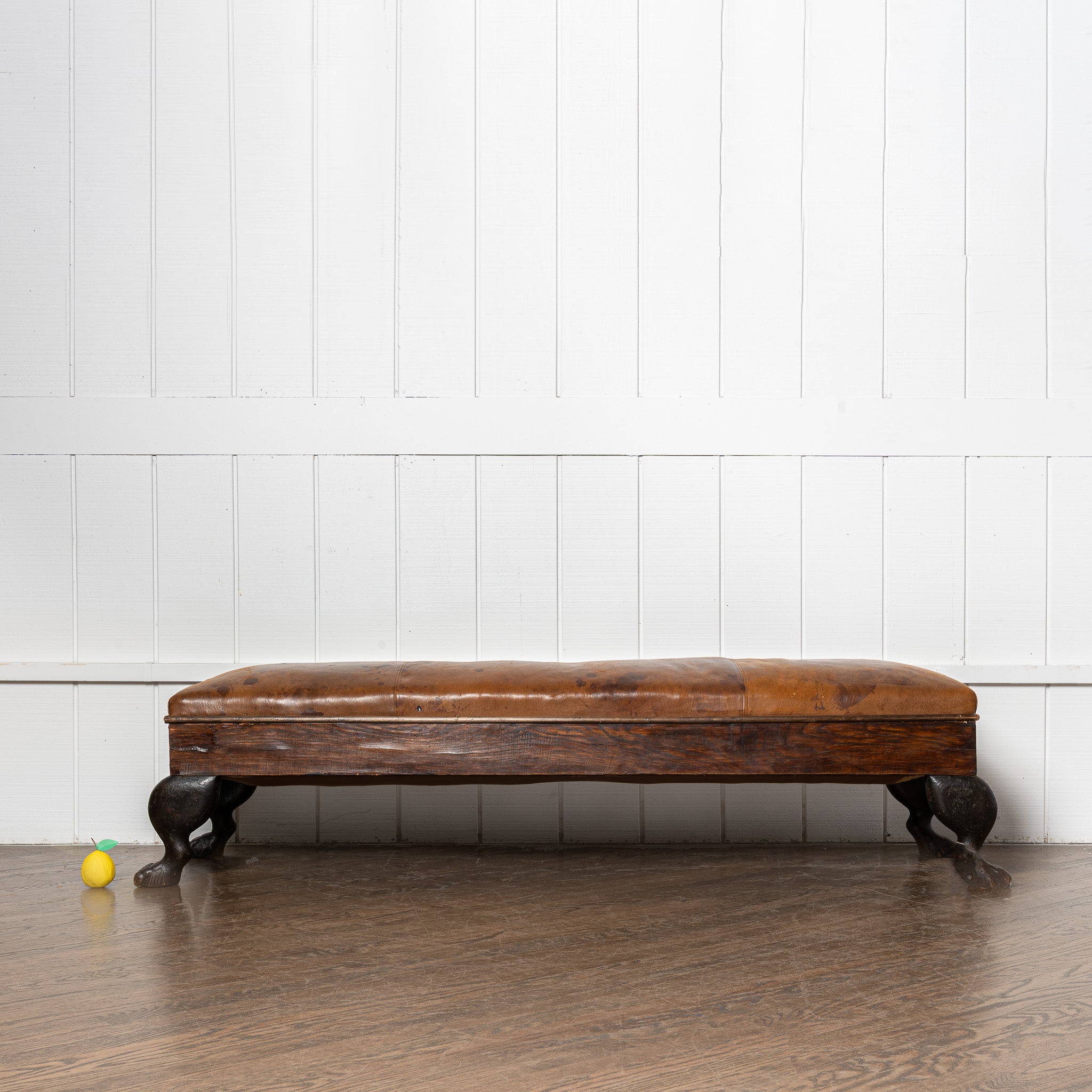 19th century American antique orignal leather upholstry