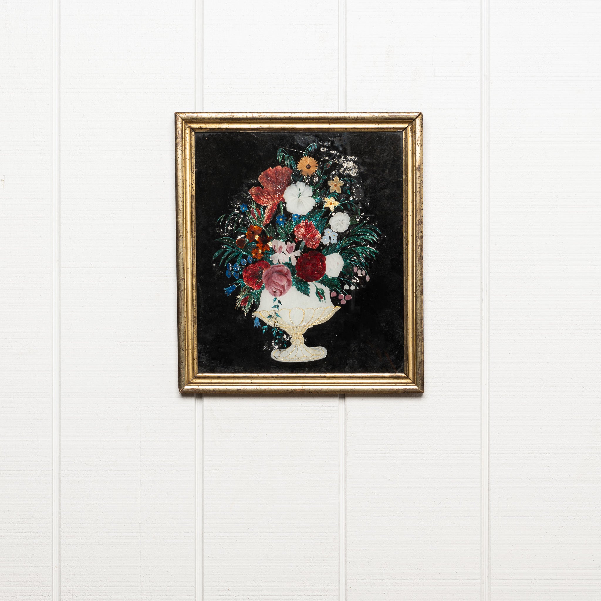 19th century American folk art tinsel painting