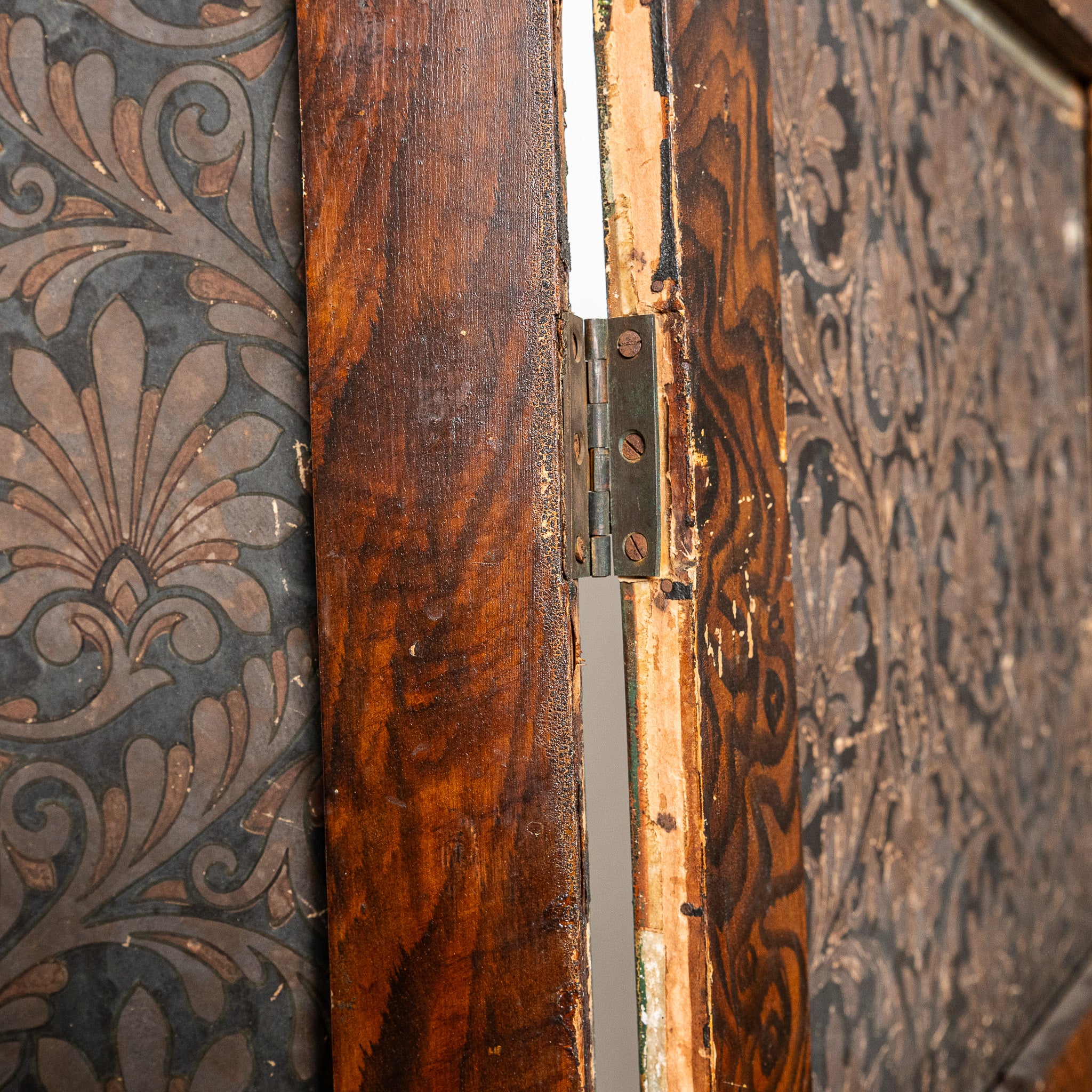 19th century English Victorian decopage folding screen