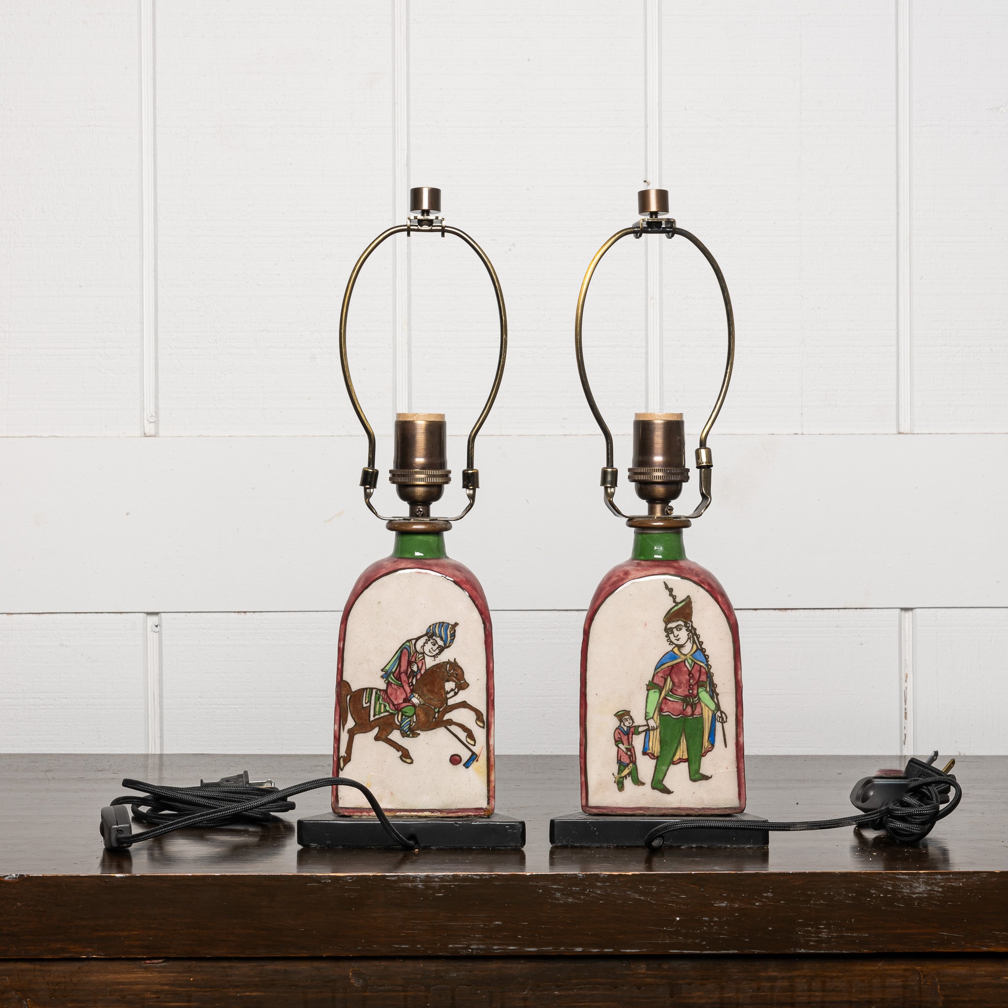 PAIR OF EARLY 20TH-CENTURY PERSIAN CERAMIC LAMPS