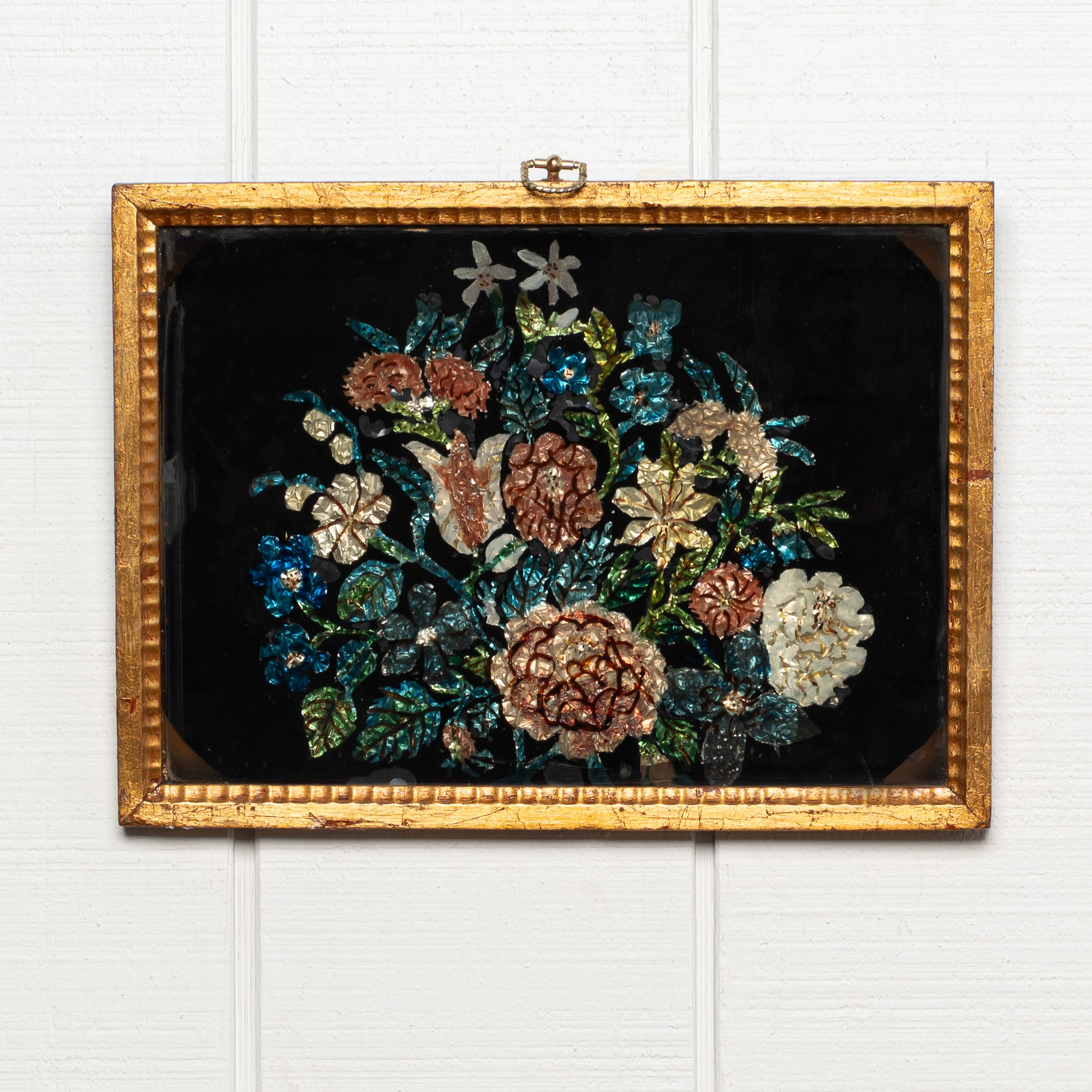 19th century American folk art tinsel painting