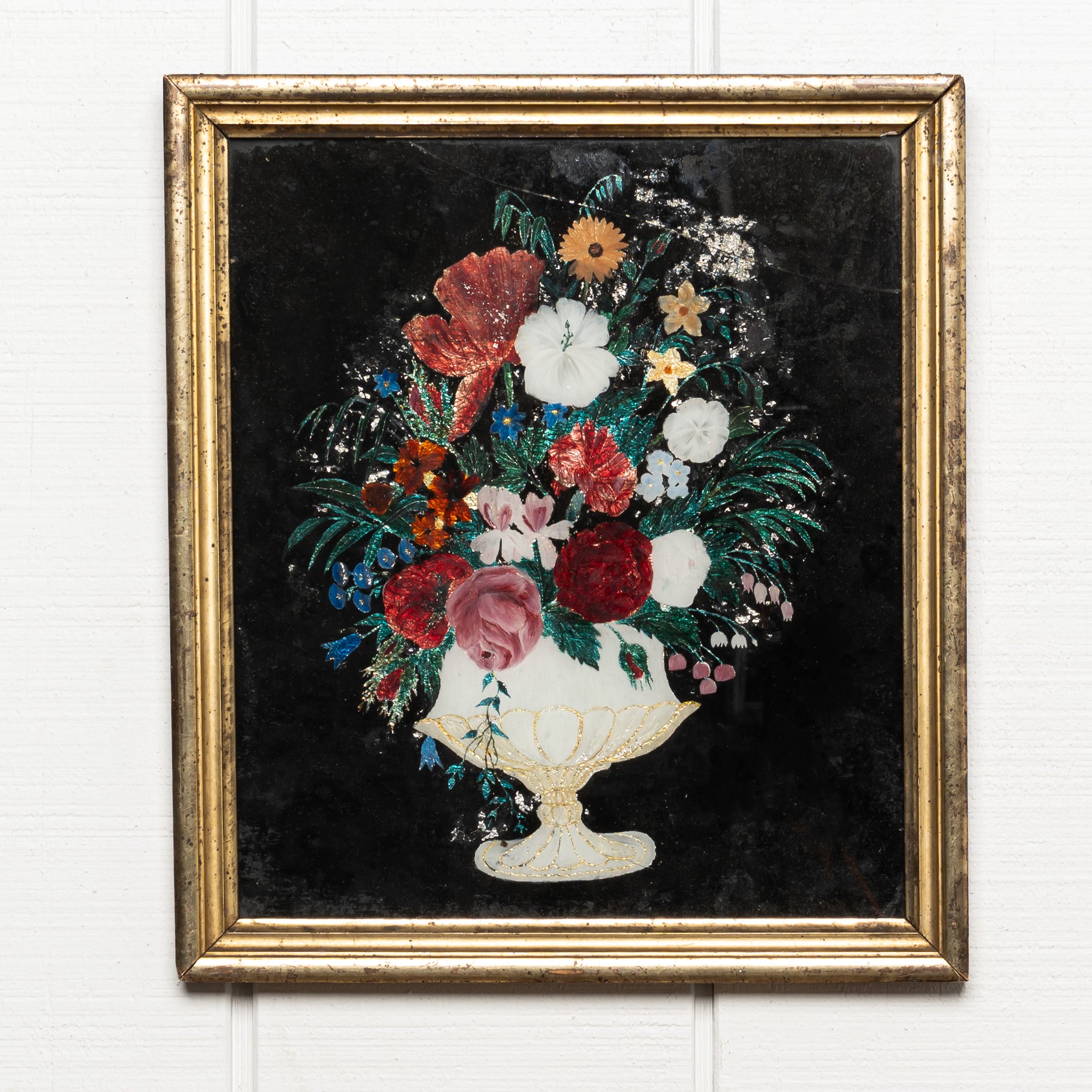 19th century American folk art tinsel painting