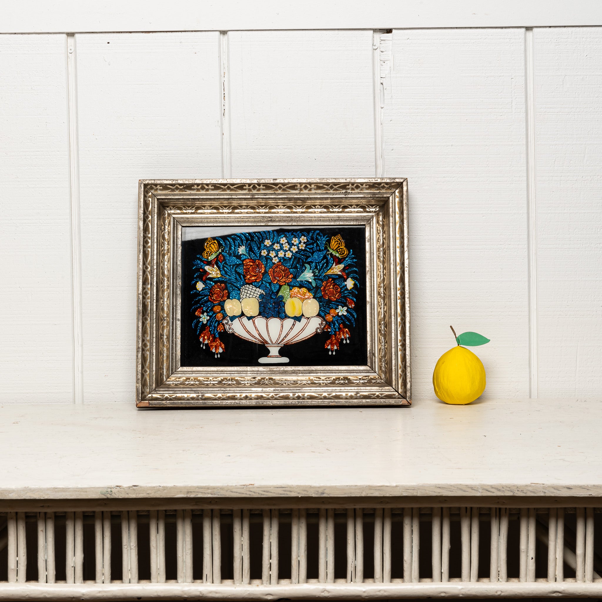 19th century American folk art tinsel painting