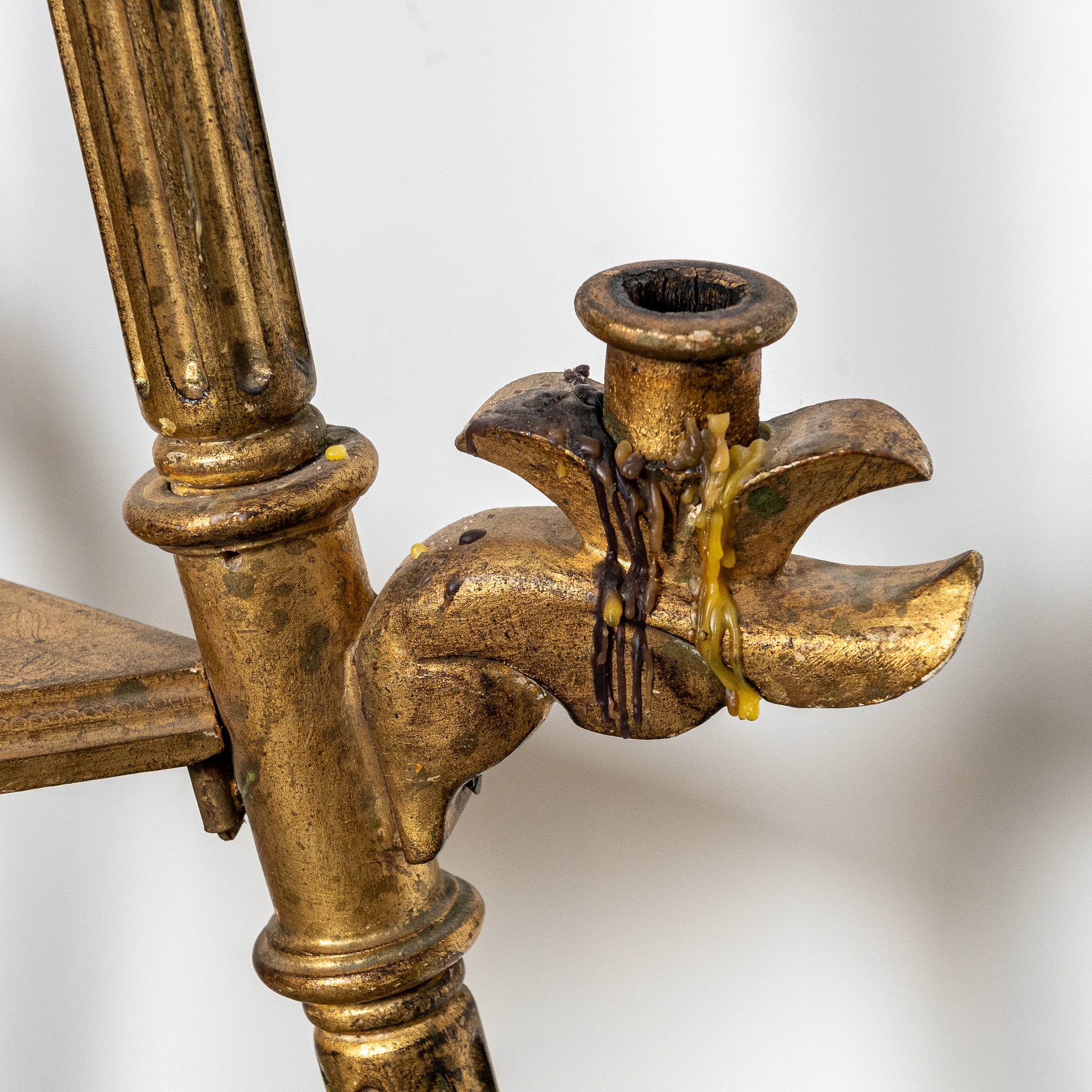 19th century French carved and gilt wood standing candleabra