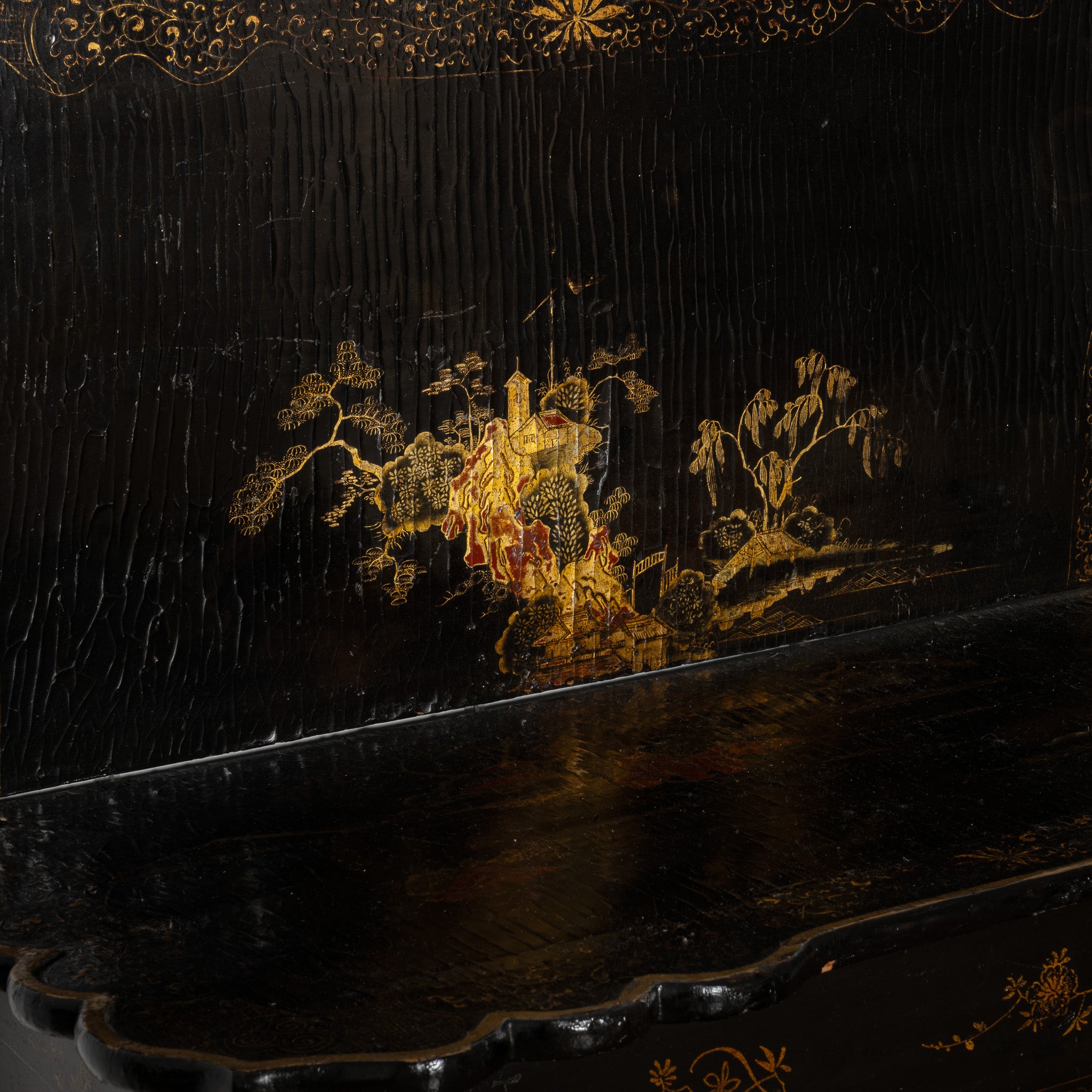 18th century Irish Chinoiserie demi-lune console / games table