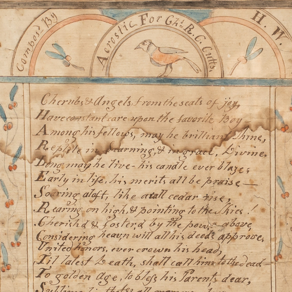 19Th-CENTURY AMERICAN FRAKTUR, CHERUBS AND ANGELS FROM THE SEATS OF JOY