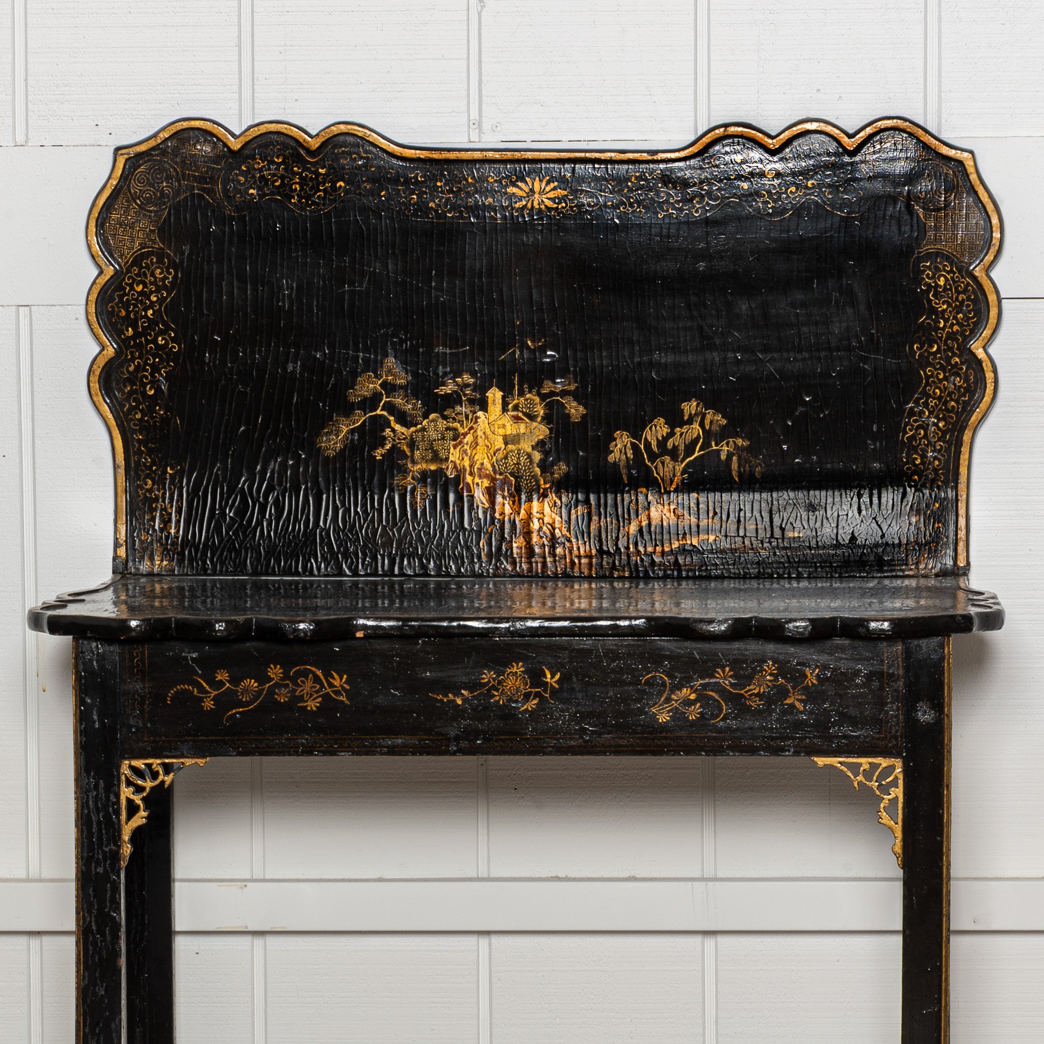 18th century Irish Chinoiserie demi-lune console / games table