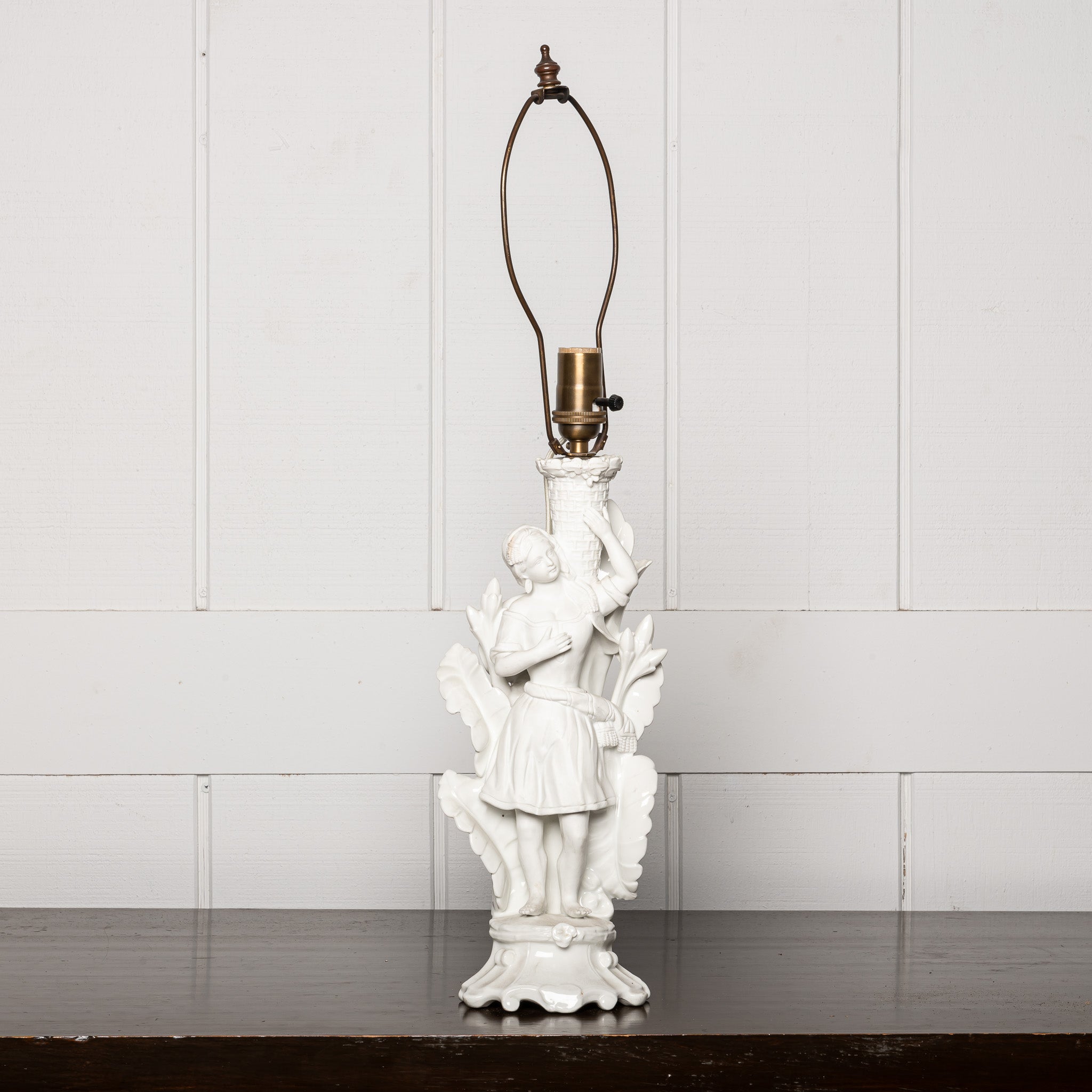 19TH-CENTURY ENGLISH BISCUIT PORCELAIN FIGURAL LAMP
